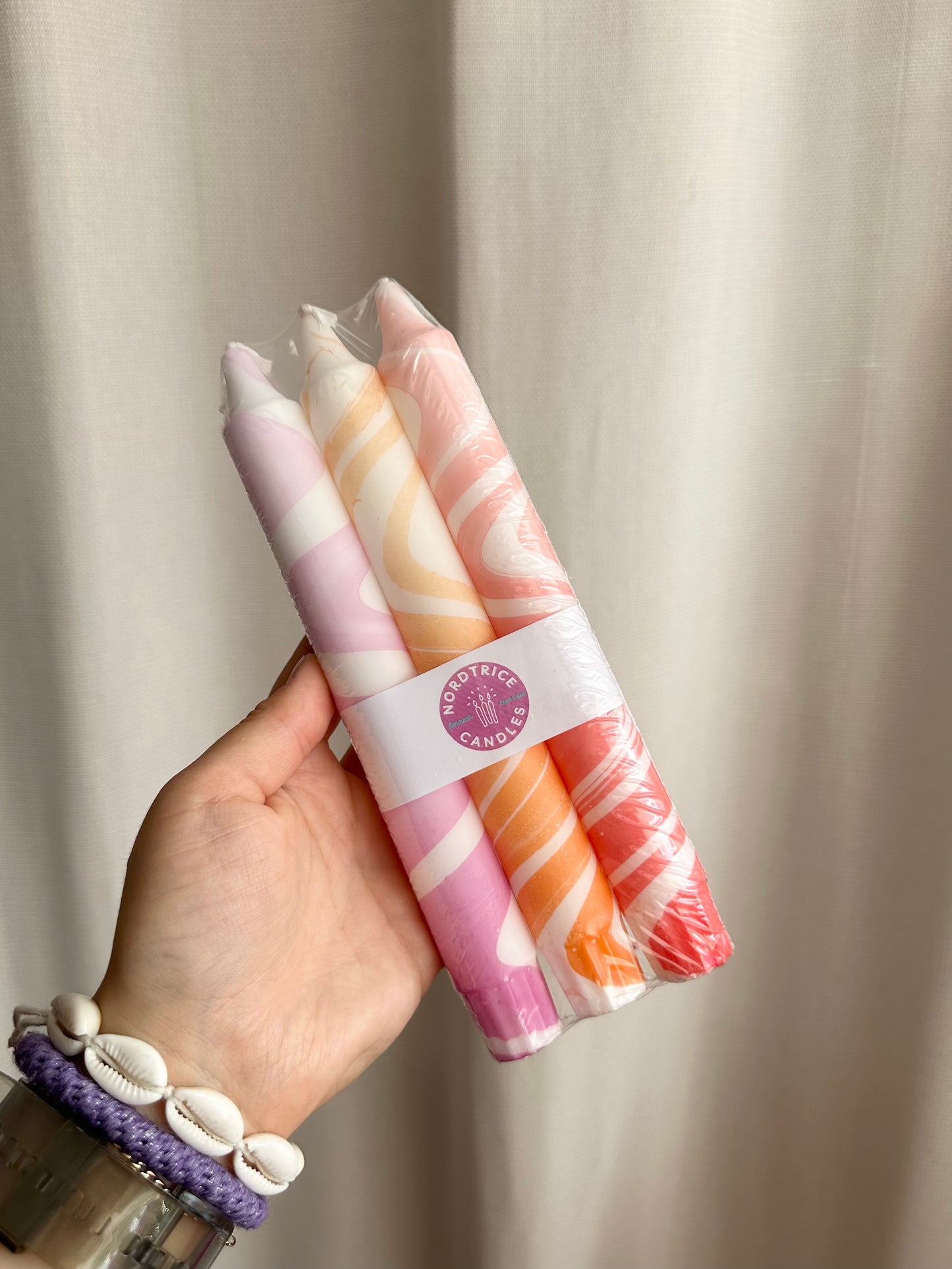 3-pack Taper Candles Marble Sunset