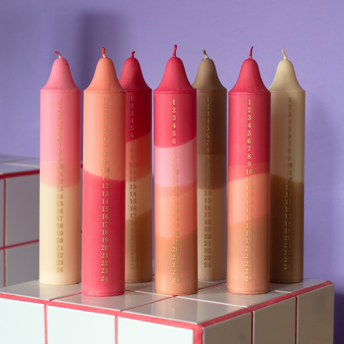 1. Kalenderlys Orange / Pink / Red