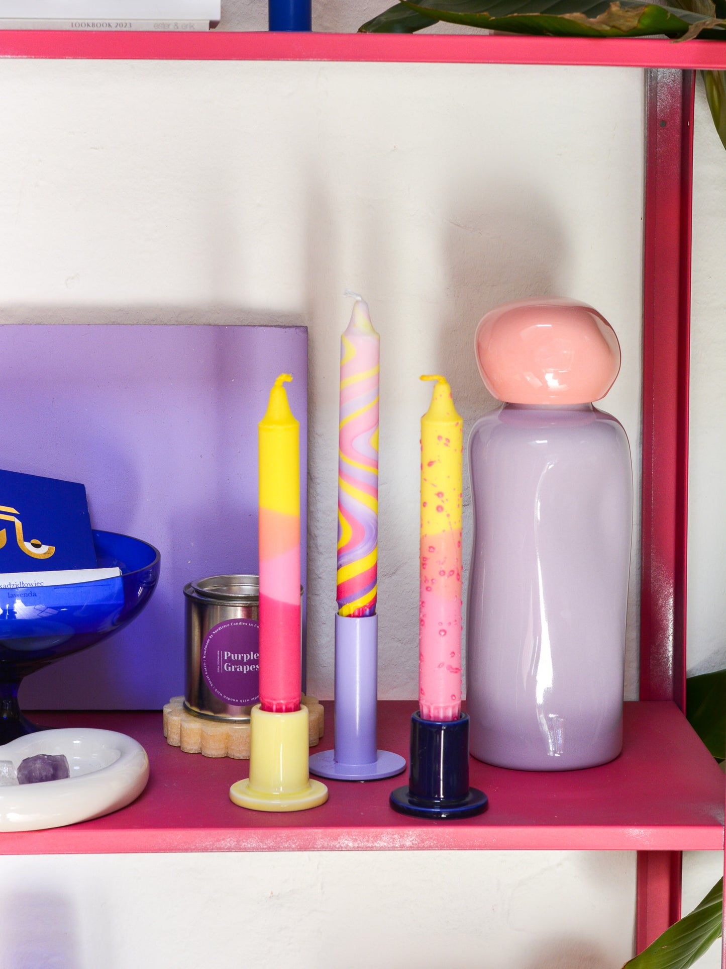 3-pack Taper Candles Pink / Yellow Spring