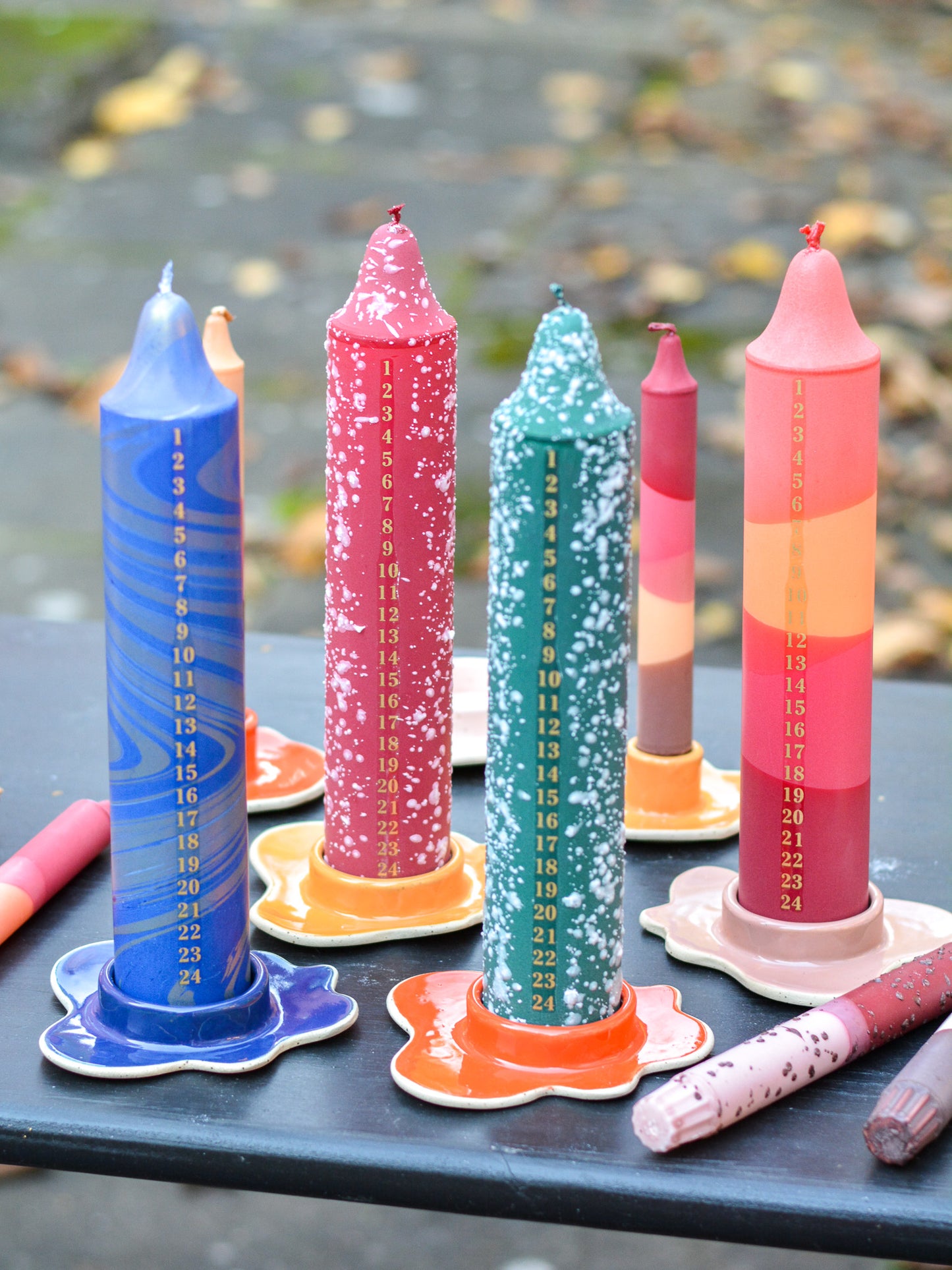 Ceramic Advent Candle Holder Cobalt Blue Small