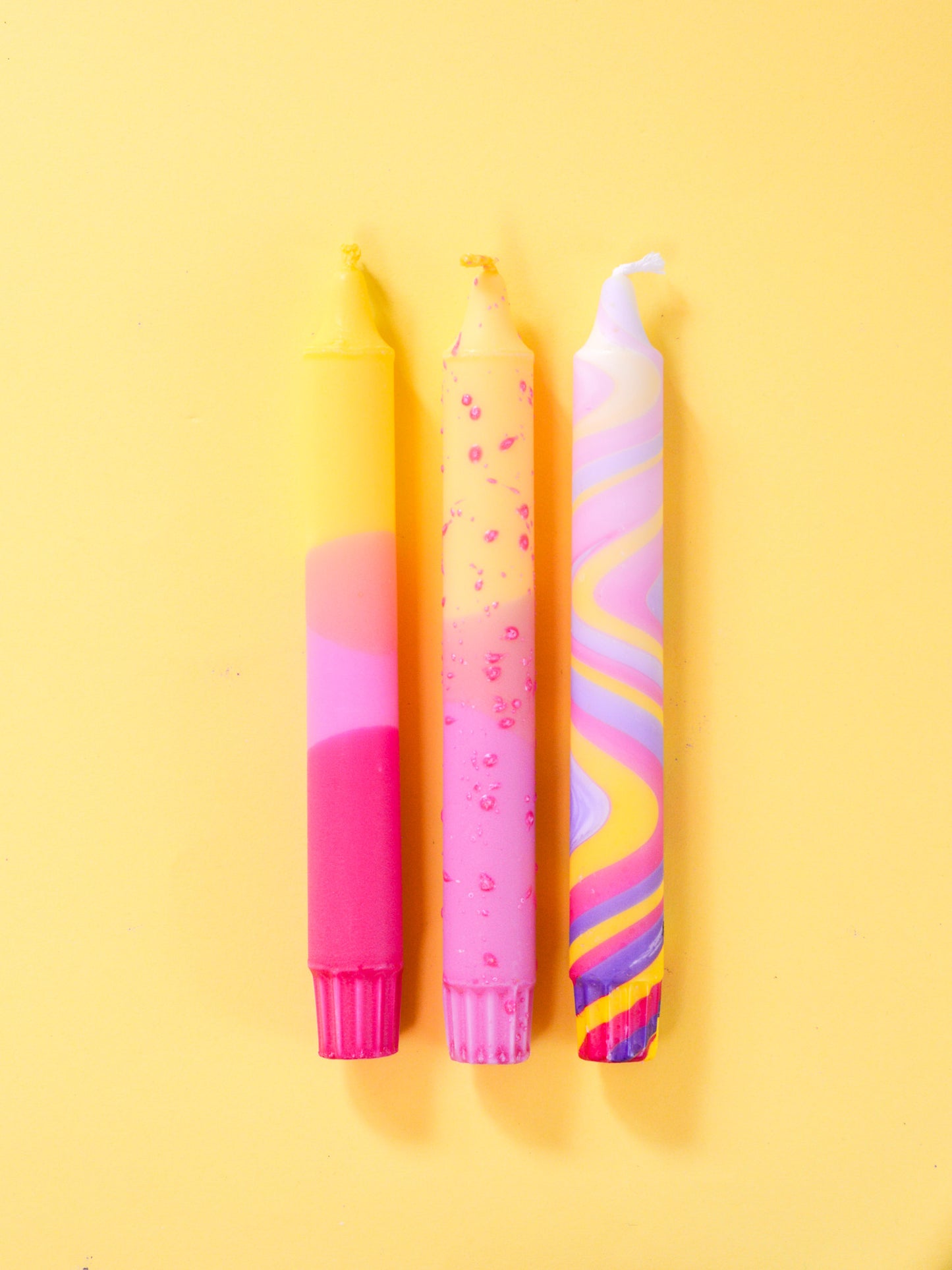 3-pack Taper Candles Pink / Yellow Spring