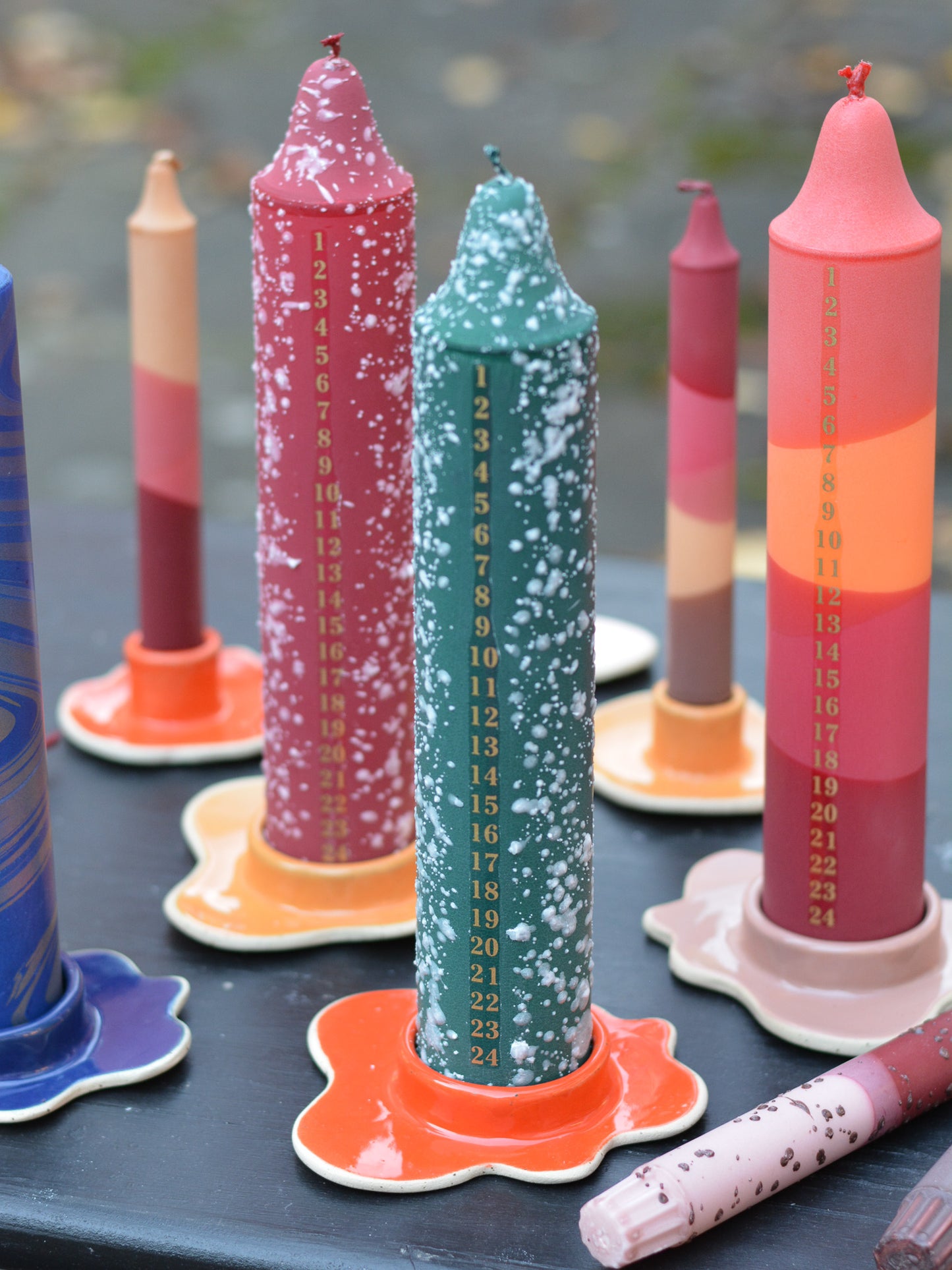 Ceramic Advent Candle Holder Red