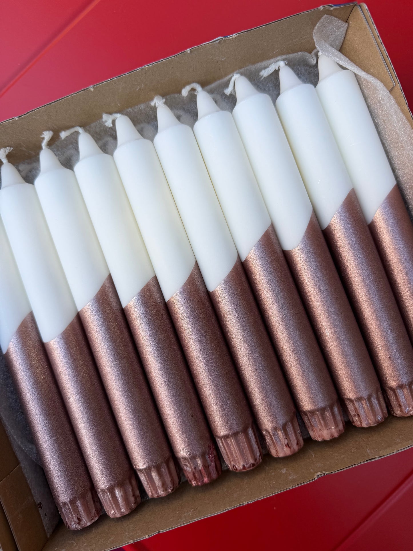 Taper candles - Christmas Glitter White / Copper