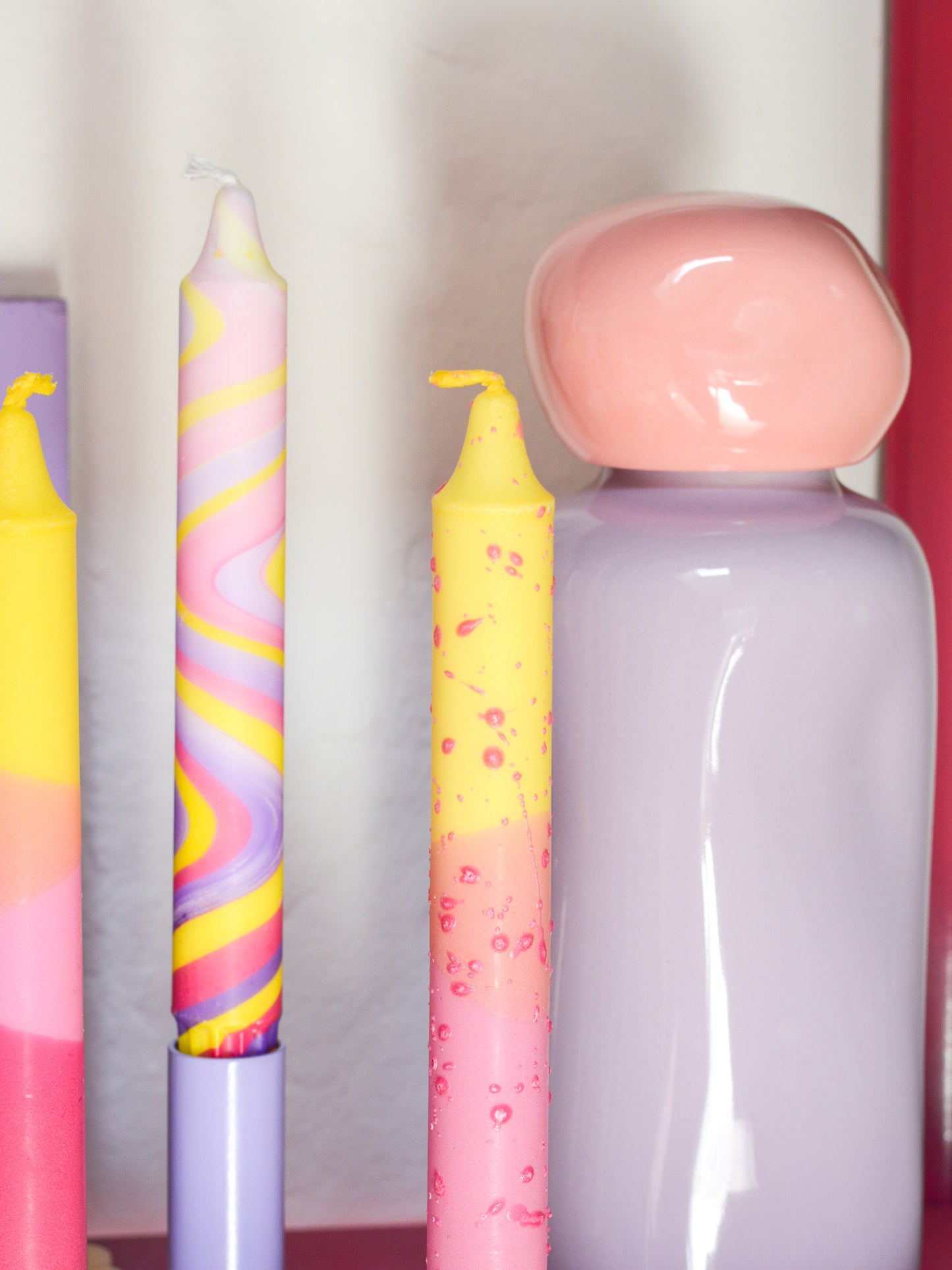 3-pack Taper Candles Pink / Yellow Spring