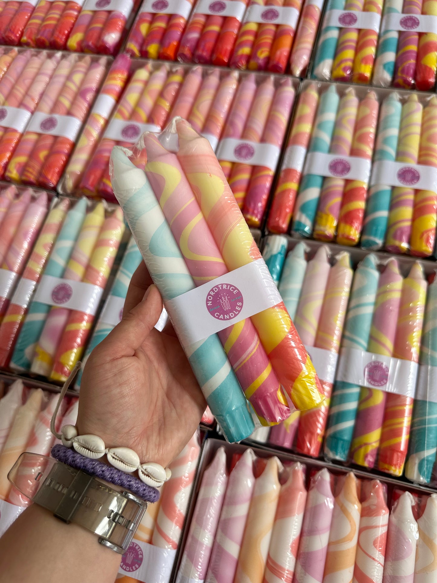 3-pack Taper Candles Marble Party