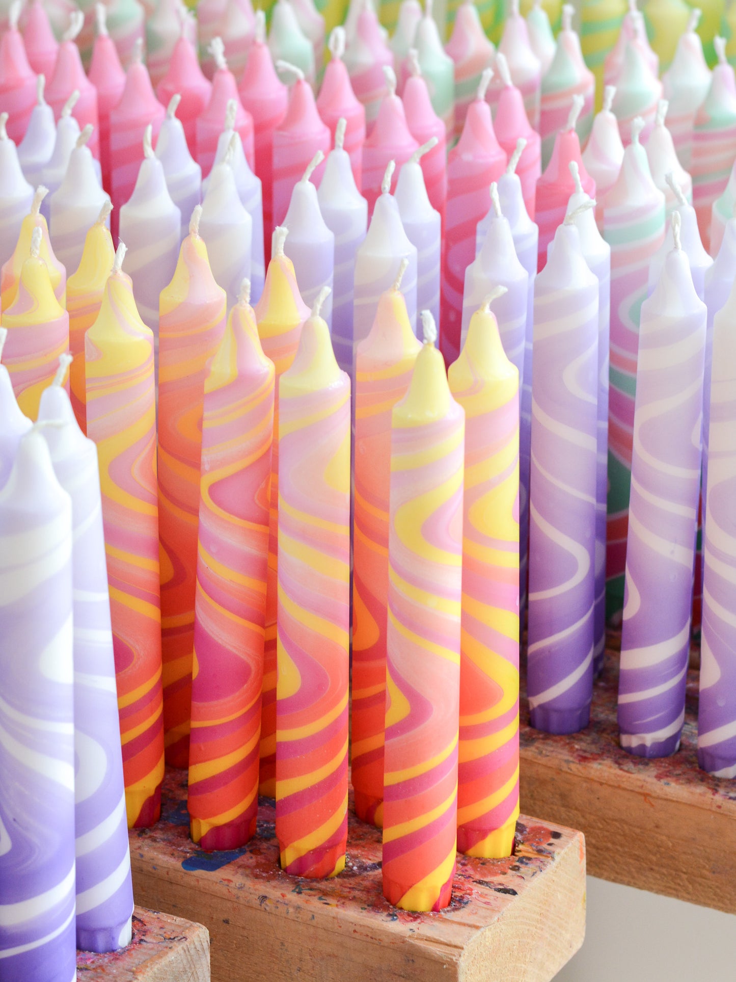 Summer Marble Candles - Pink / Yellow