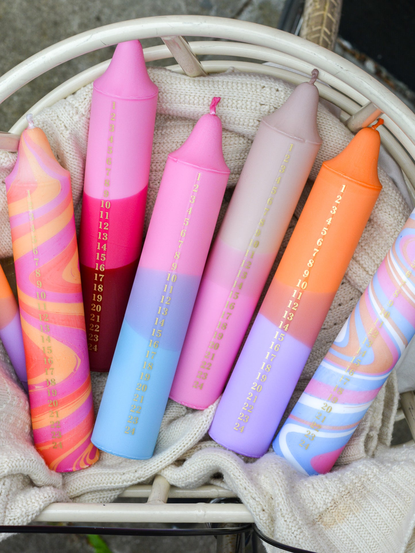 Advent Candle, Kalendelys Orange & Purple