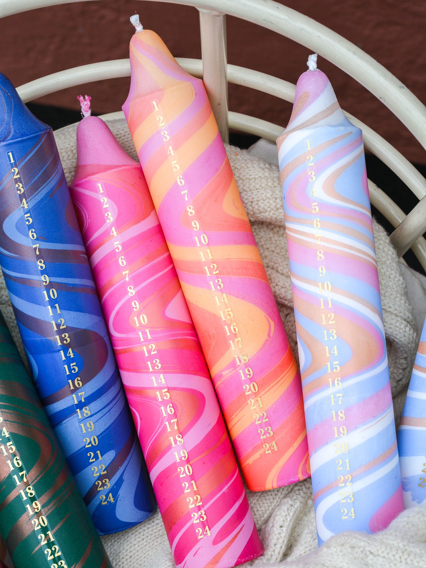 Advent Candle, Kalenderlys Marble Blue