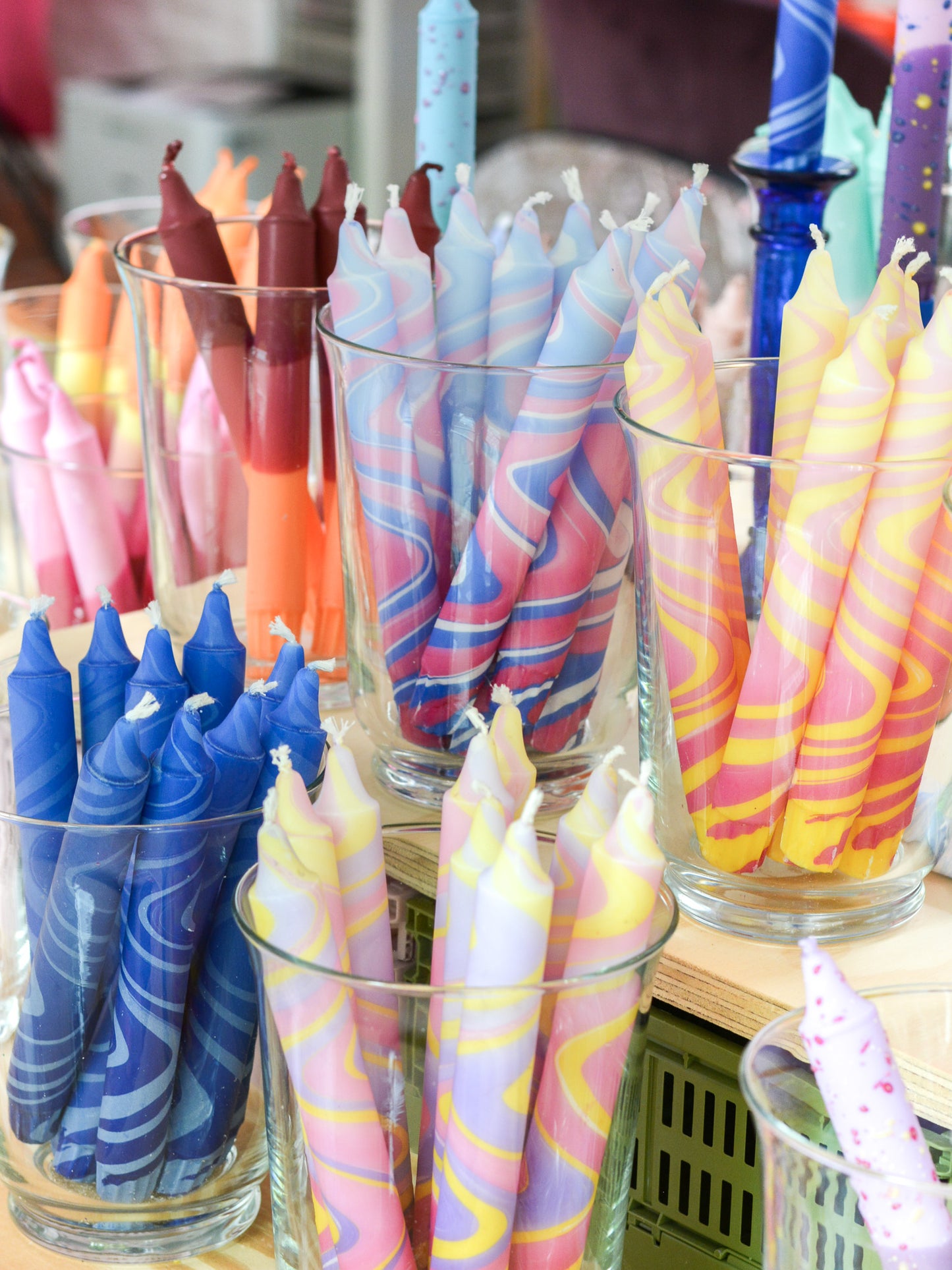 Summer Marble Candles - Turquoise and pink