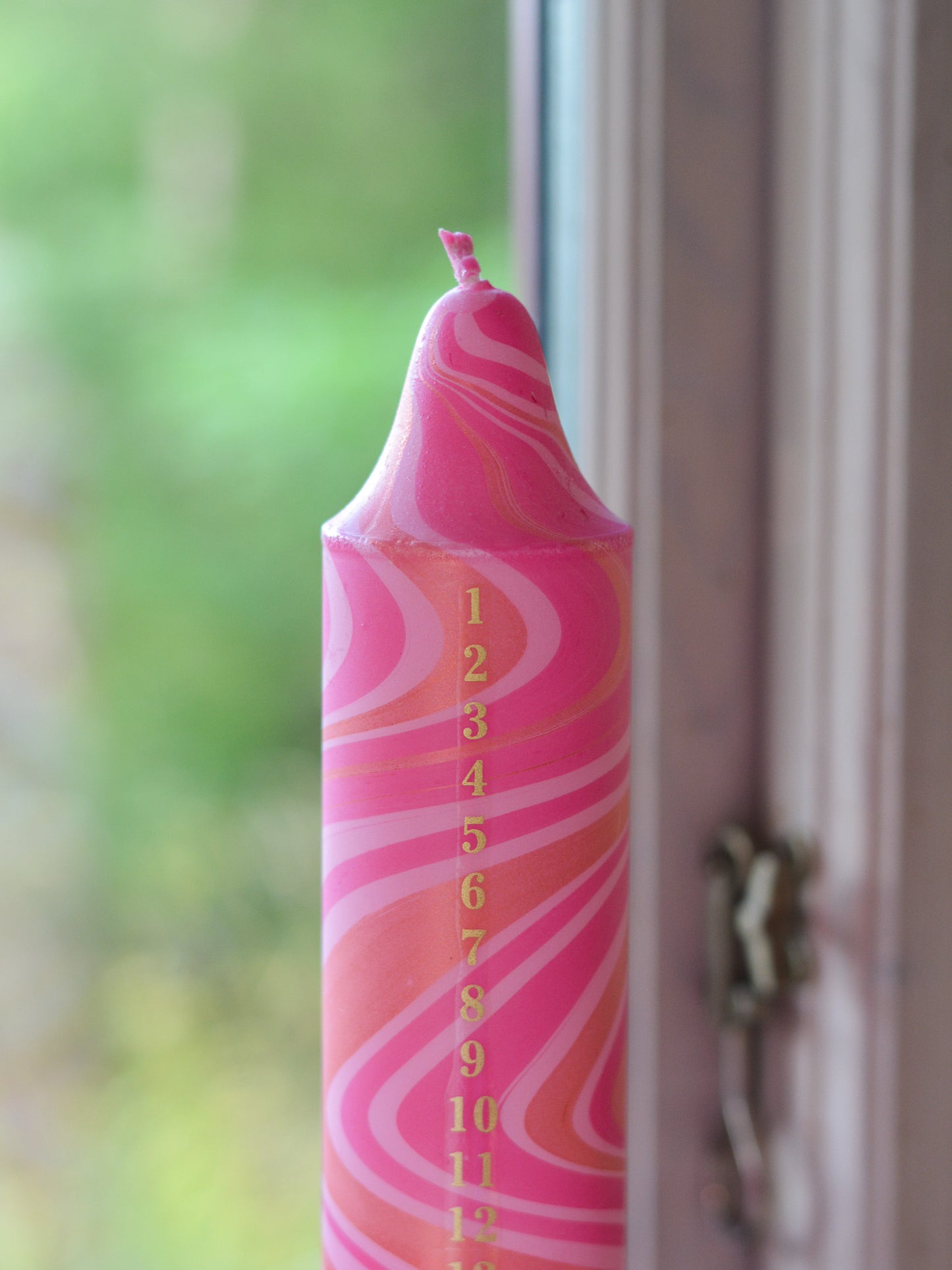 Advent Candle, Kalenderlys Marble Dark Pink
