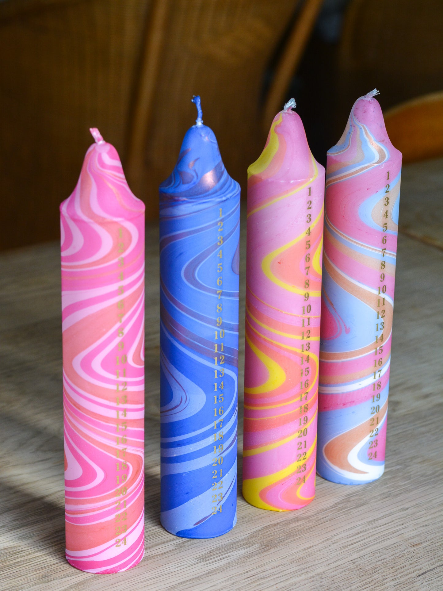 Advent Candle, Kalenderlys Marble Dark Blue