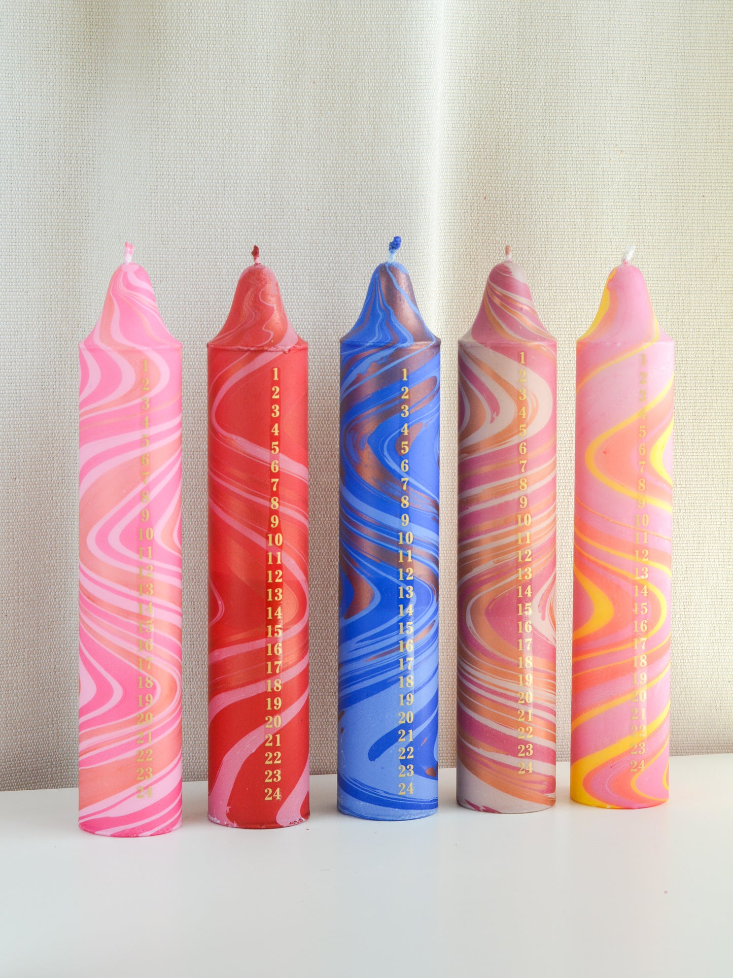 Advent Candle, Kalenderlys Marble Red