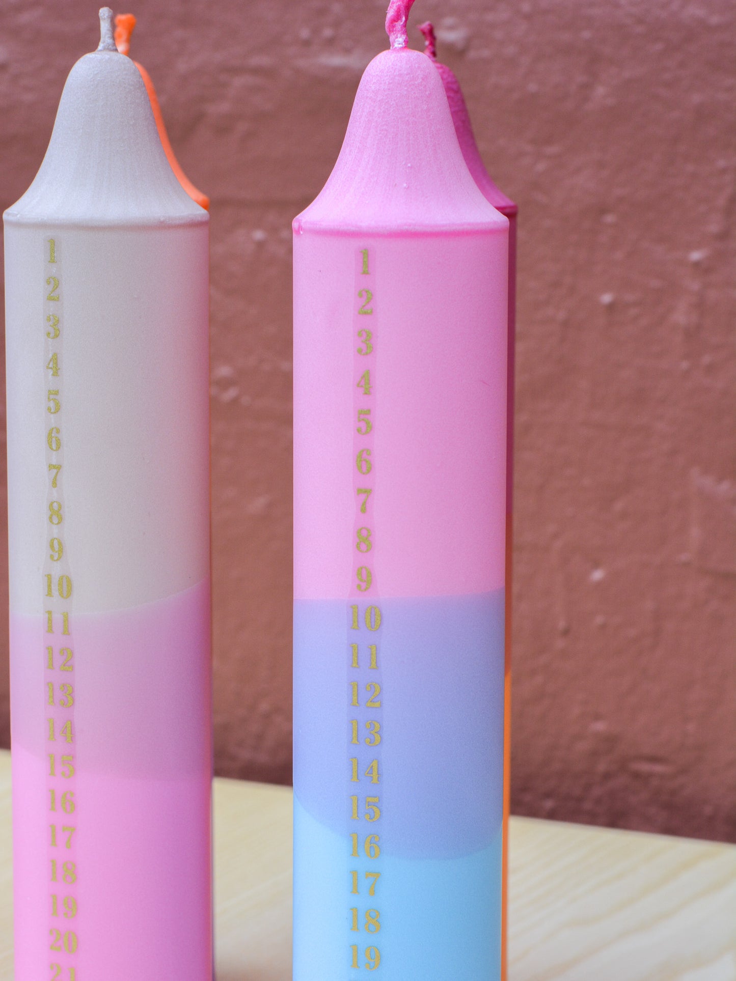 Advent Candle, Kalenderlys Beige & Pink