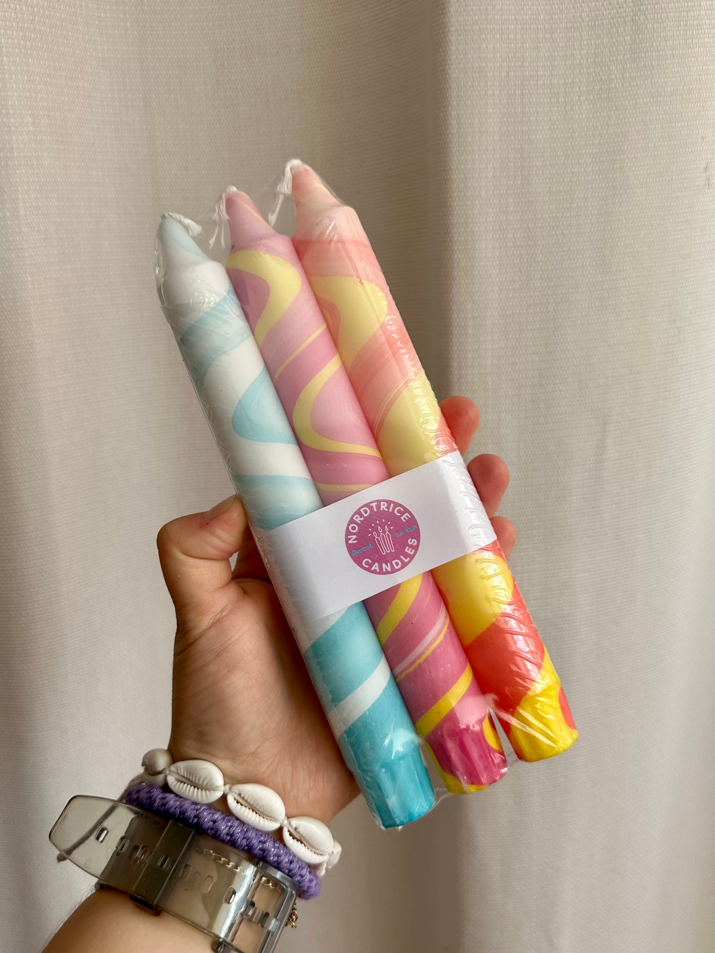 3-pack Taper Candles Marble Party