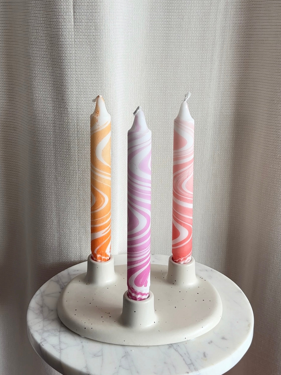 3-pack Taper Candles Marble Sunset