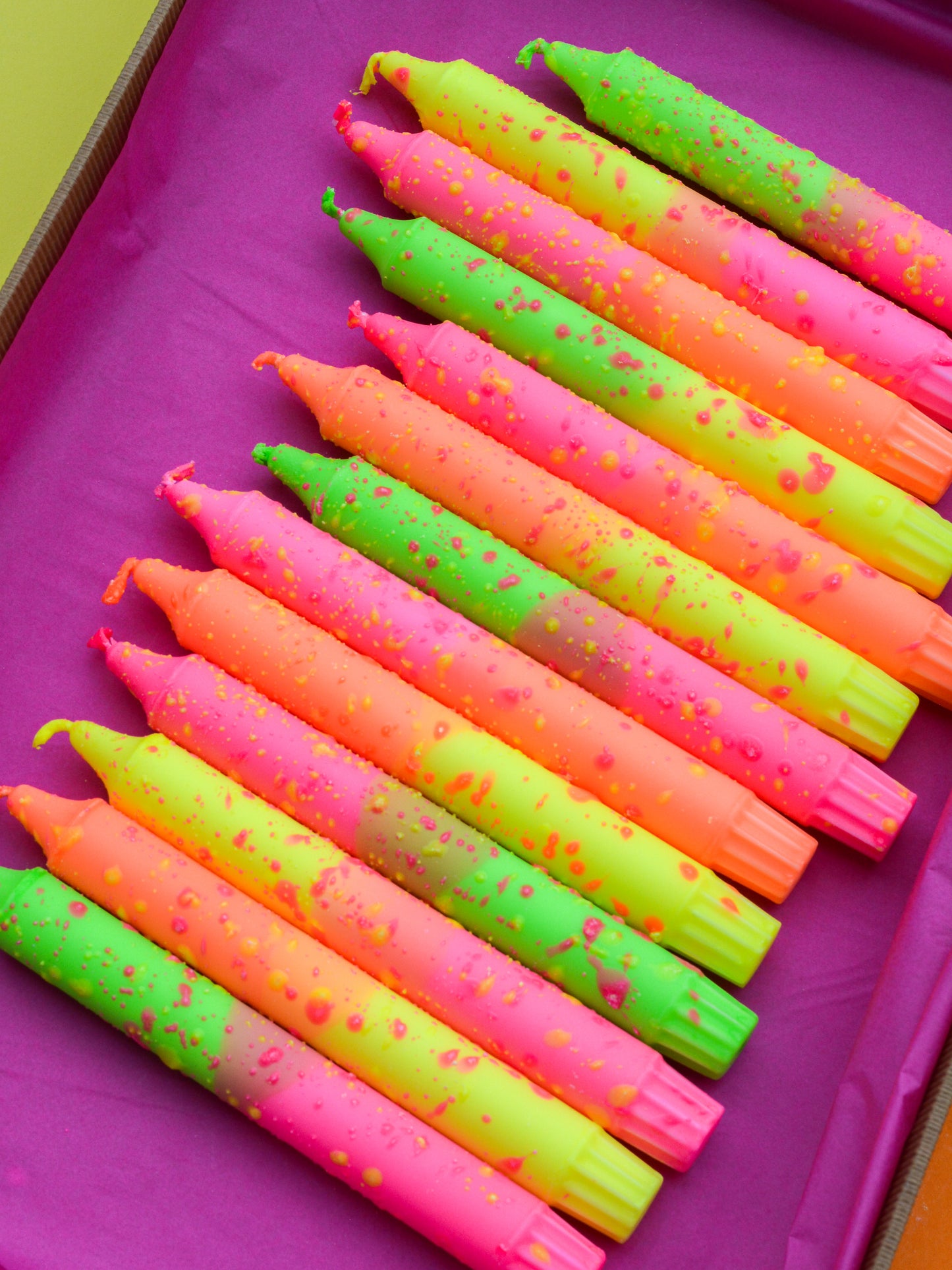 3-pack Taper Candles Neon Yellow Summer