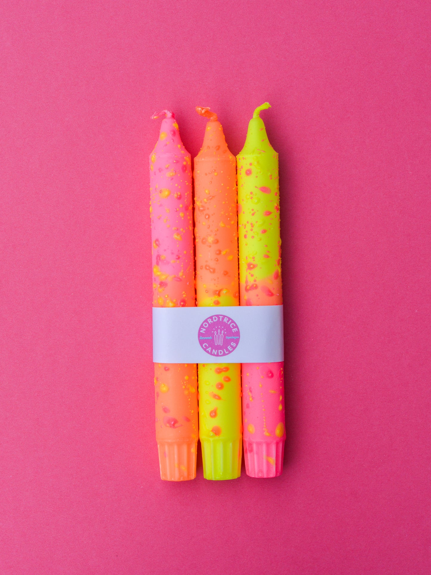 3-pack Taper Candles Neon Pink Summer
