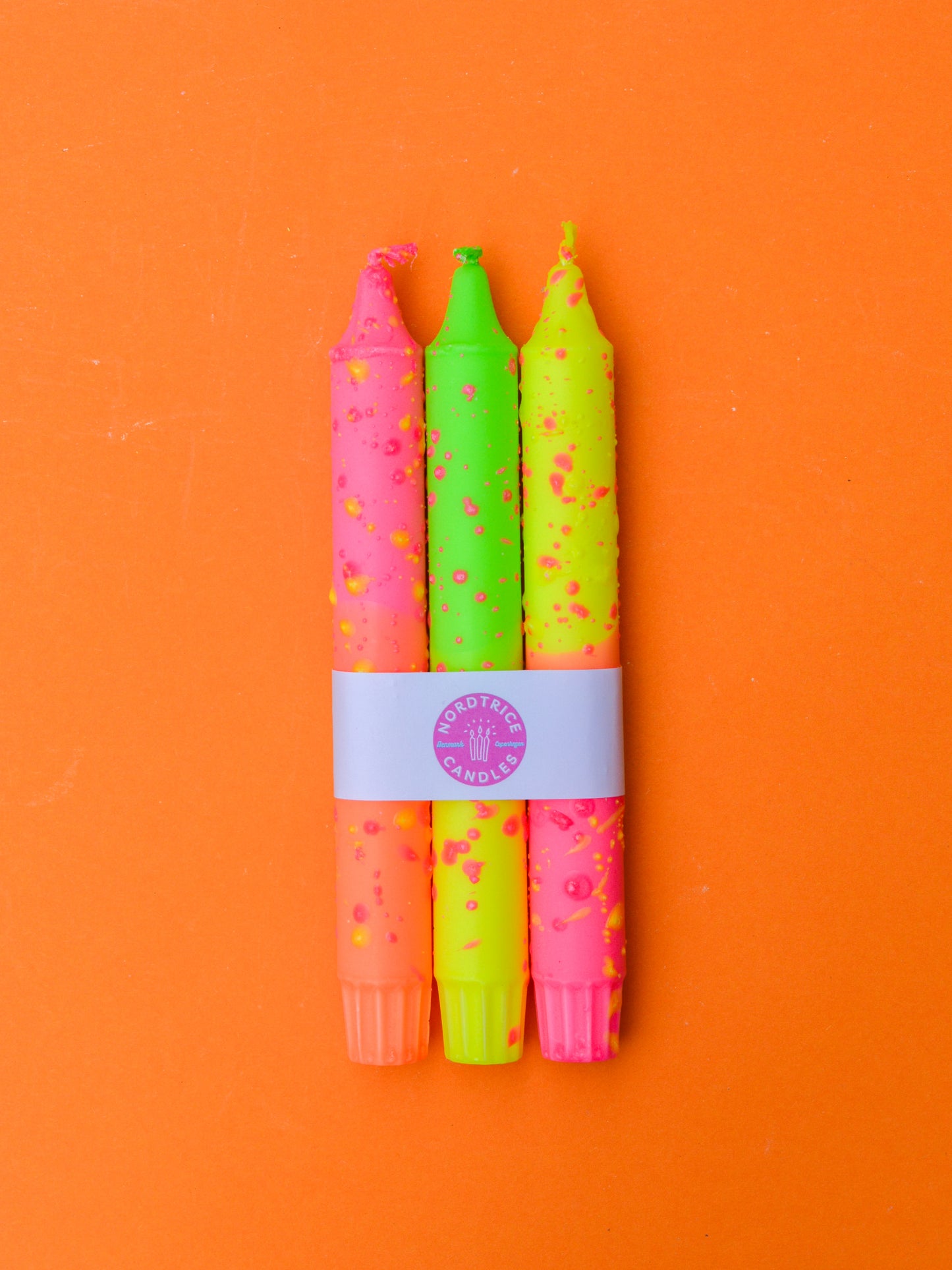 3-pack Taper Candles Neon Orange Summer