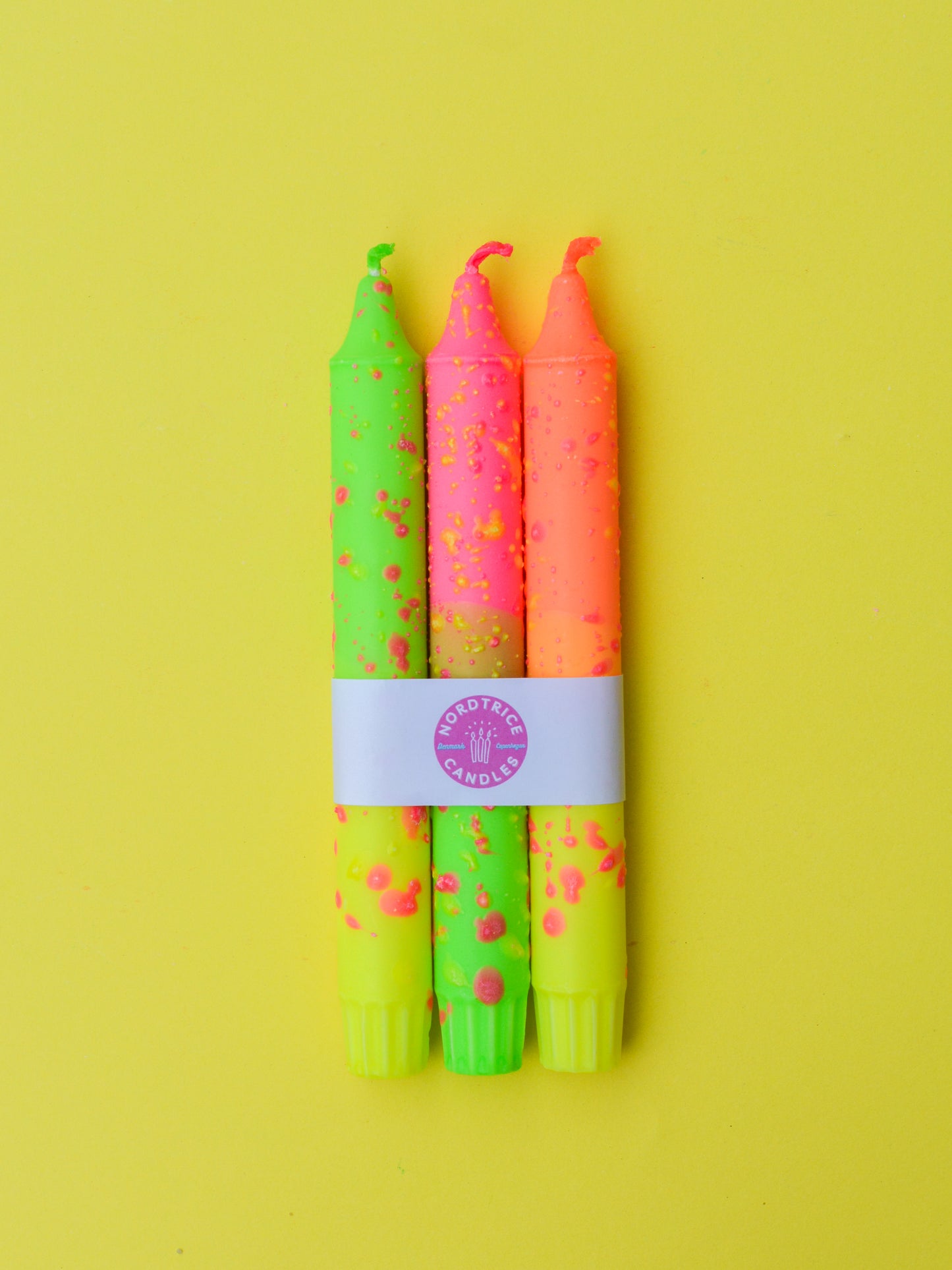 3-pack Taper Candles Neon Yellow Summer