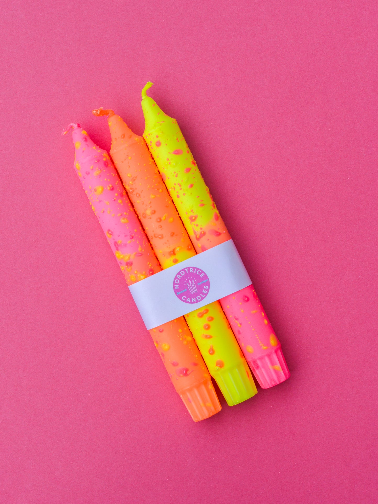 3-pack Taper Candles Neon Pink Summer