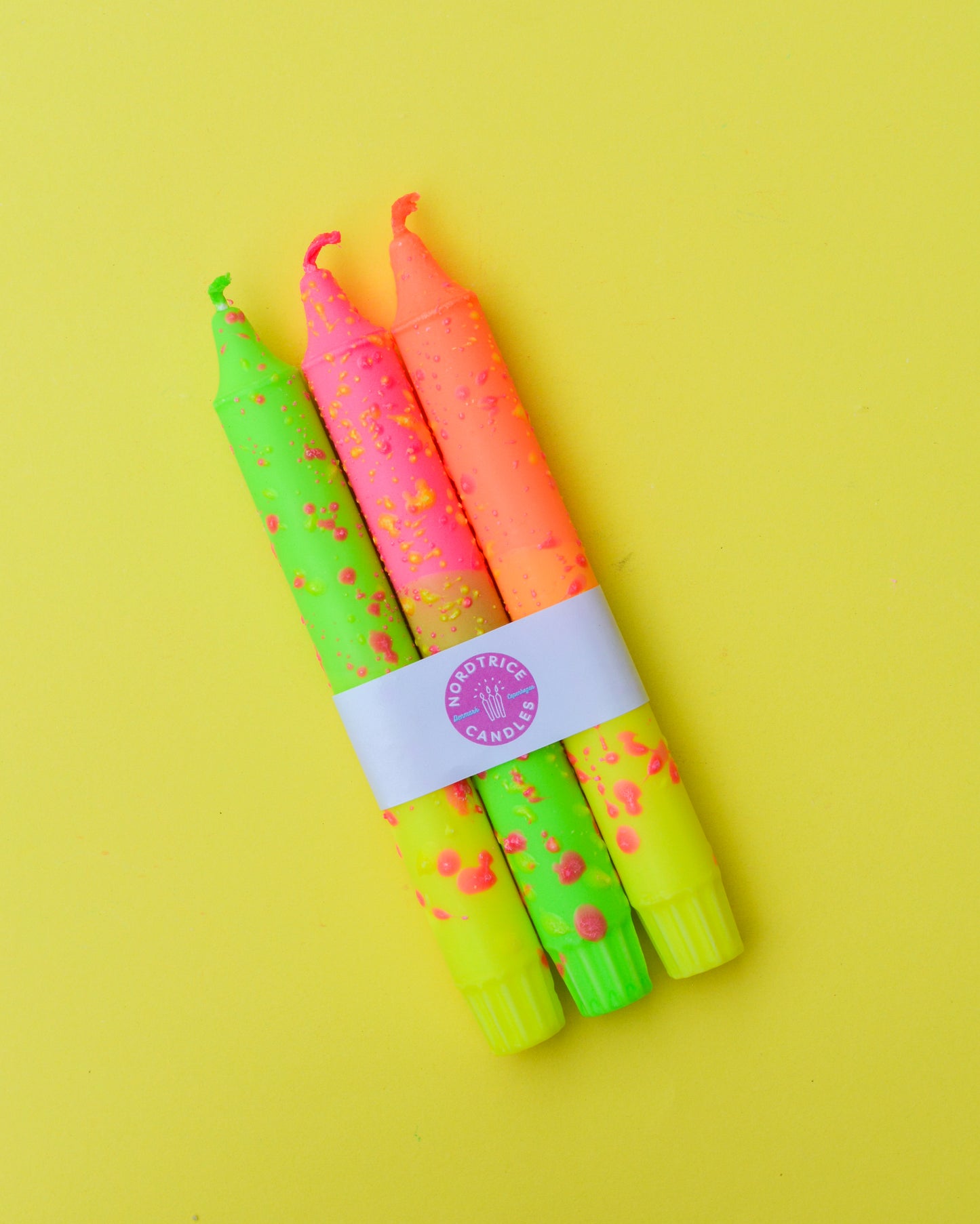 3-pack Taper Candles Neon Yellow Summer