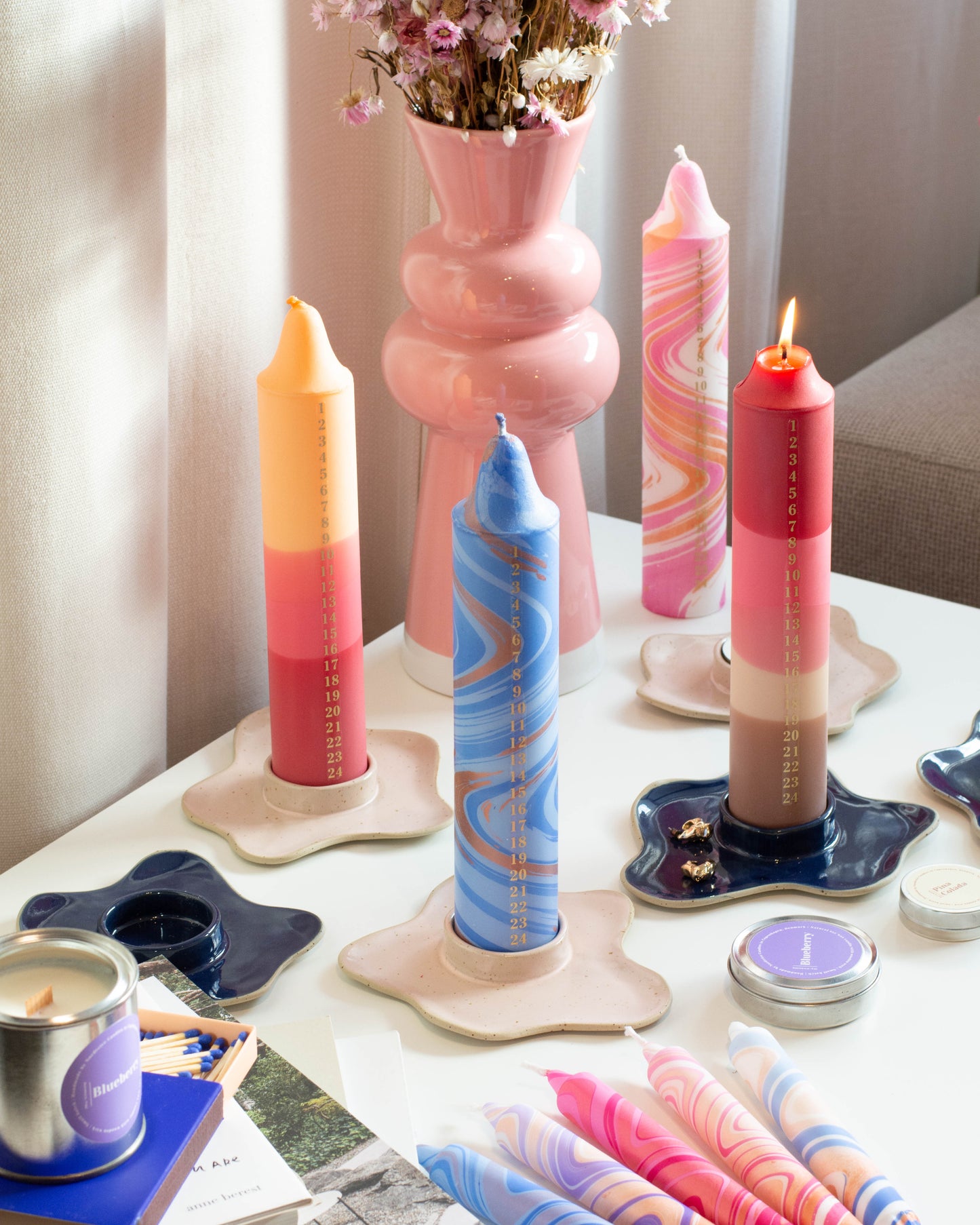 Ceramic Advent Candle Holder Pink