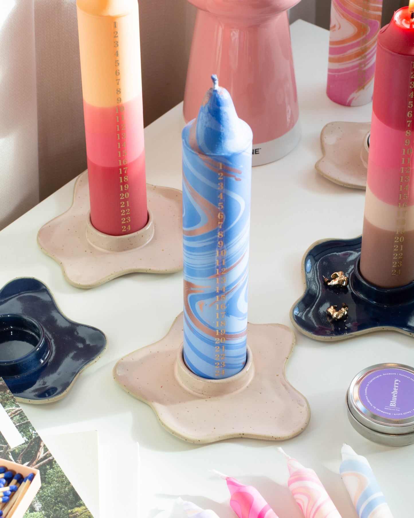 Ceramic Advent Candle Holder Pink