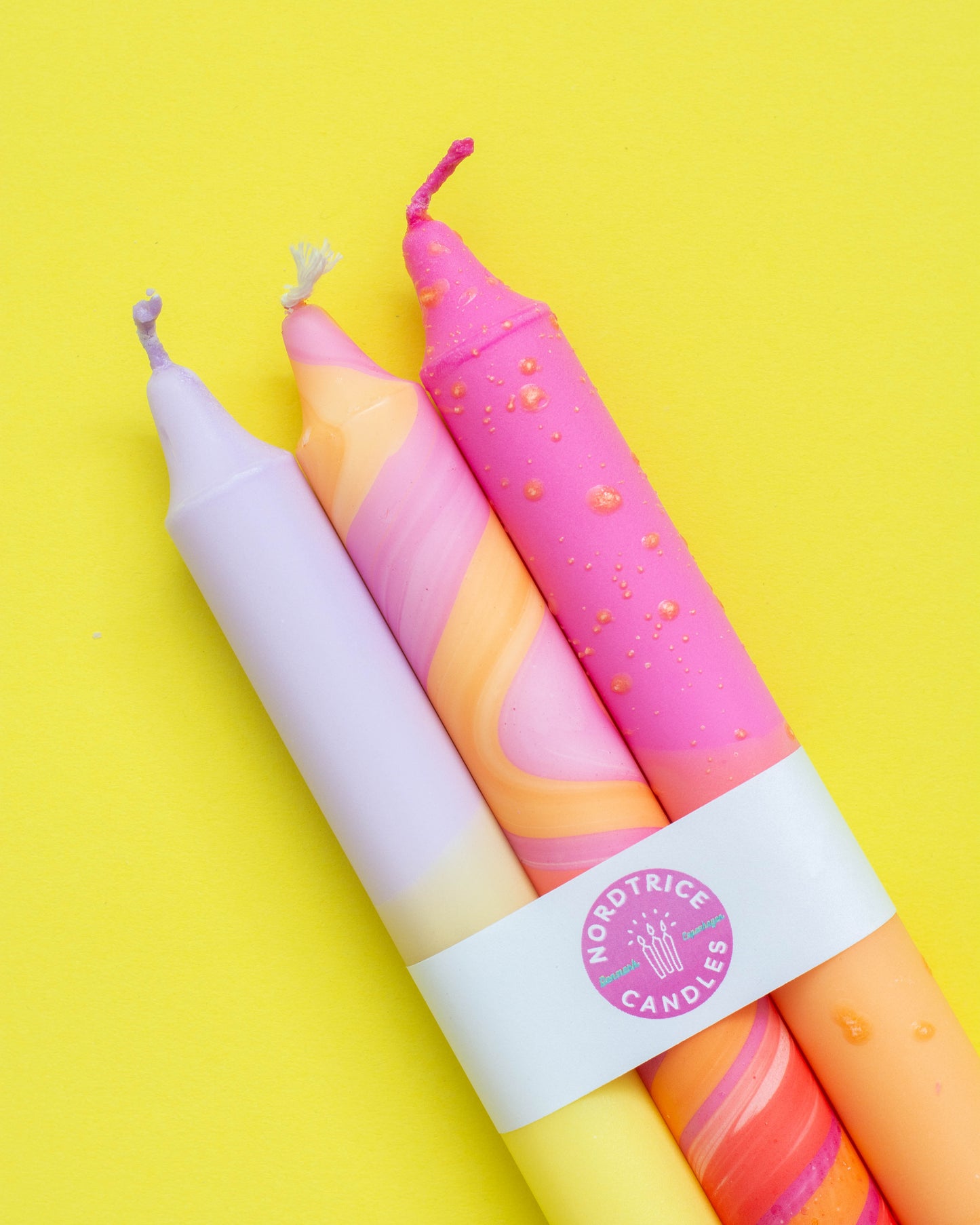 3-pack Taper Candles Summer Sunset Bright Colours