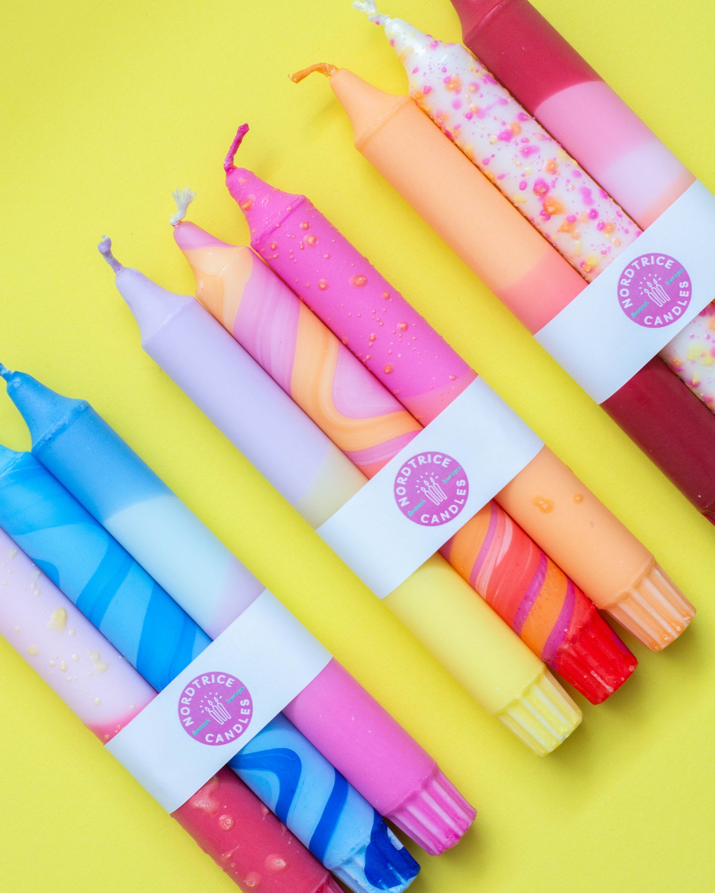3-pack Taper Candles Summer Sunset Bright Colours