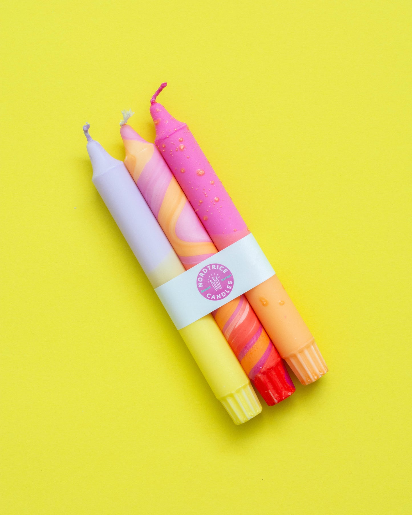 3-pack Taper Candles Summer Sunset Bright Colours