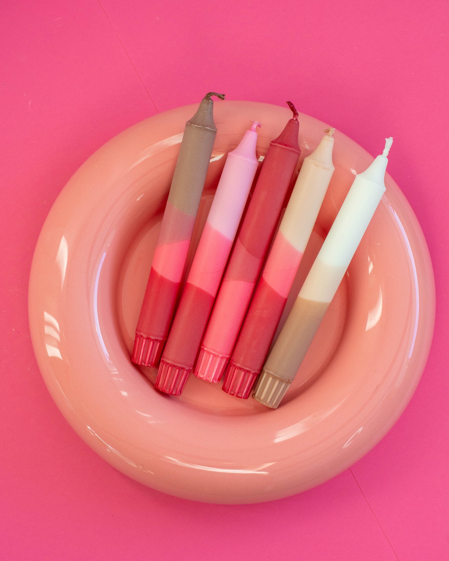 5-pack Taper Candles Nude Pink Ribbon Mix