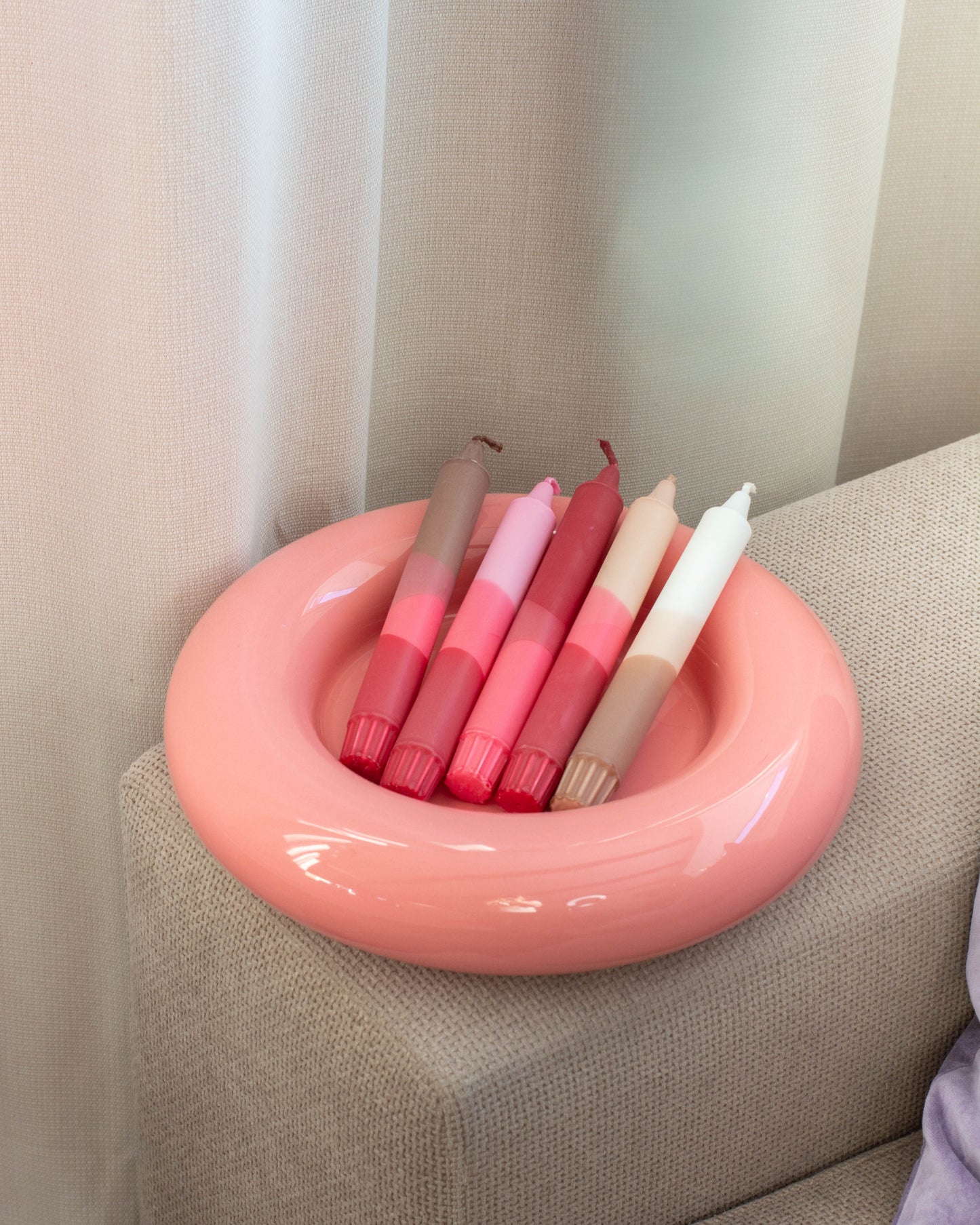 5-pack Taper Candles Nude Pink Ribbon Mix