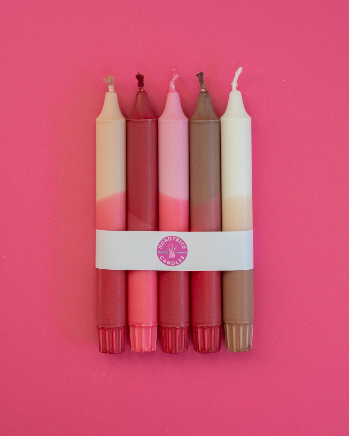 5-pack Taper Candles Nude Pink Ribbon Mix