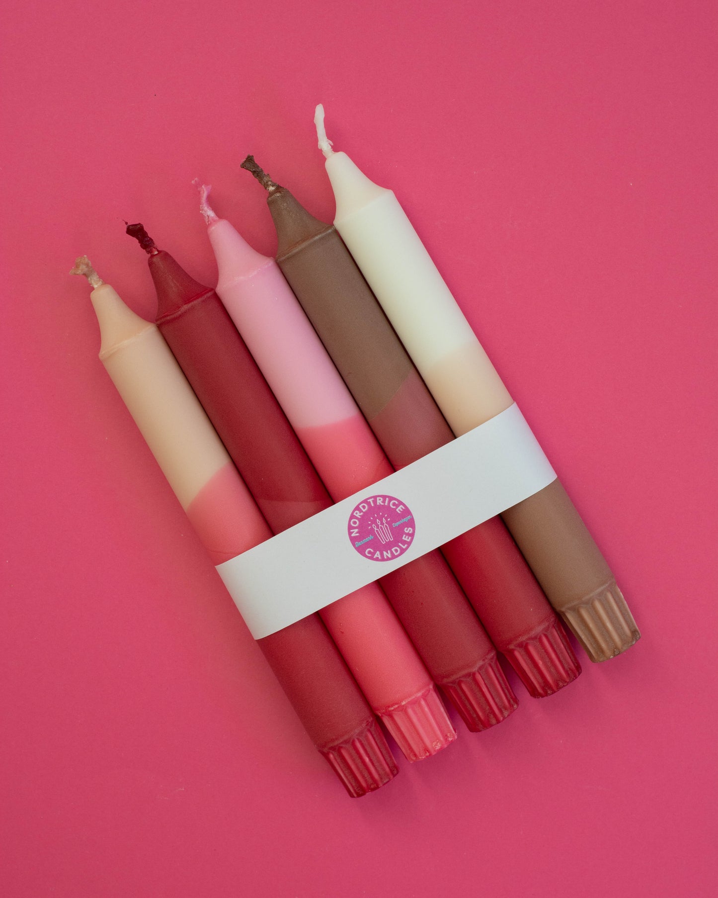 5-pack Taper Candles Nude Pink Ribbon Mix