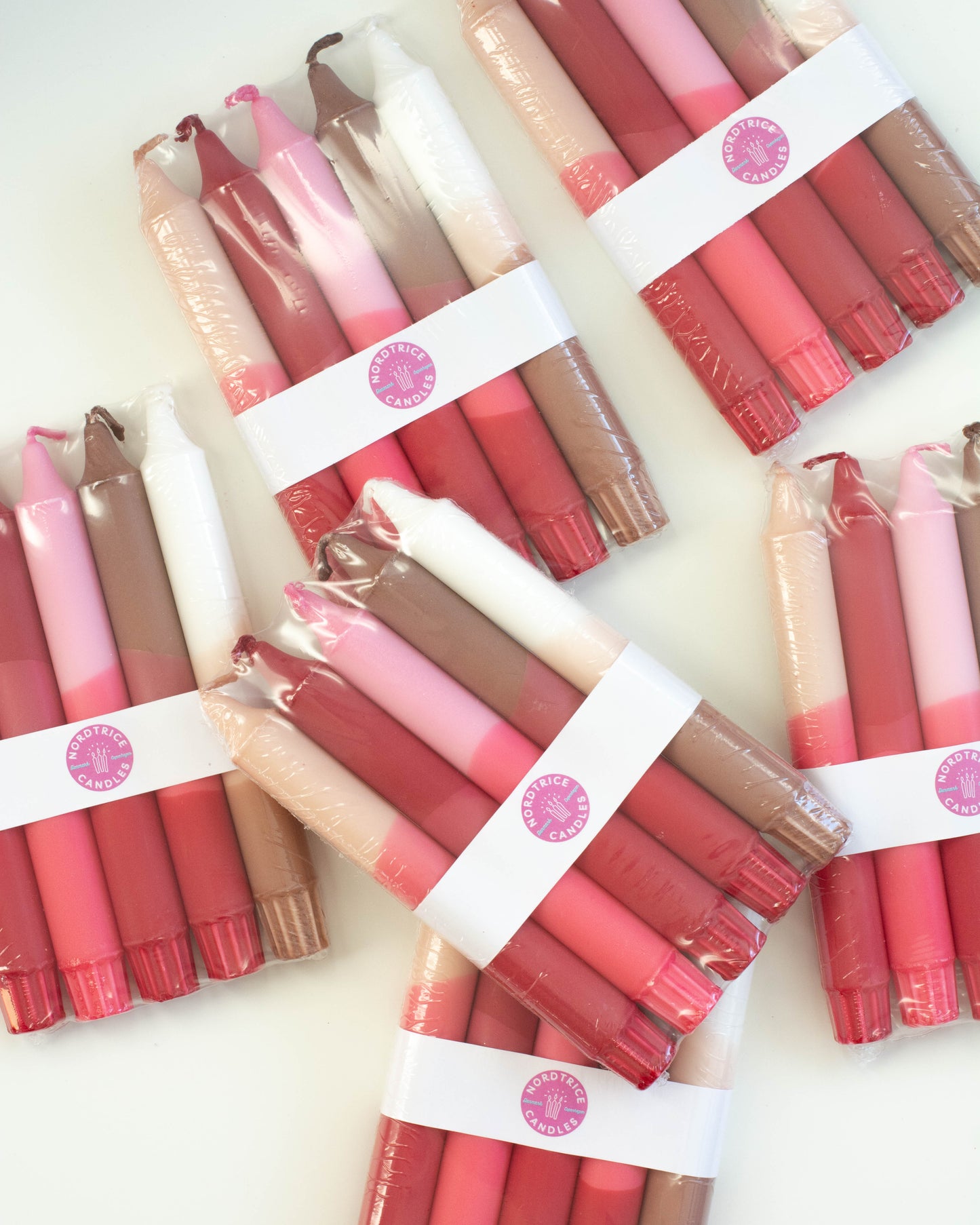 5-pack Taper Candles Nude Pink Ribbon Mix