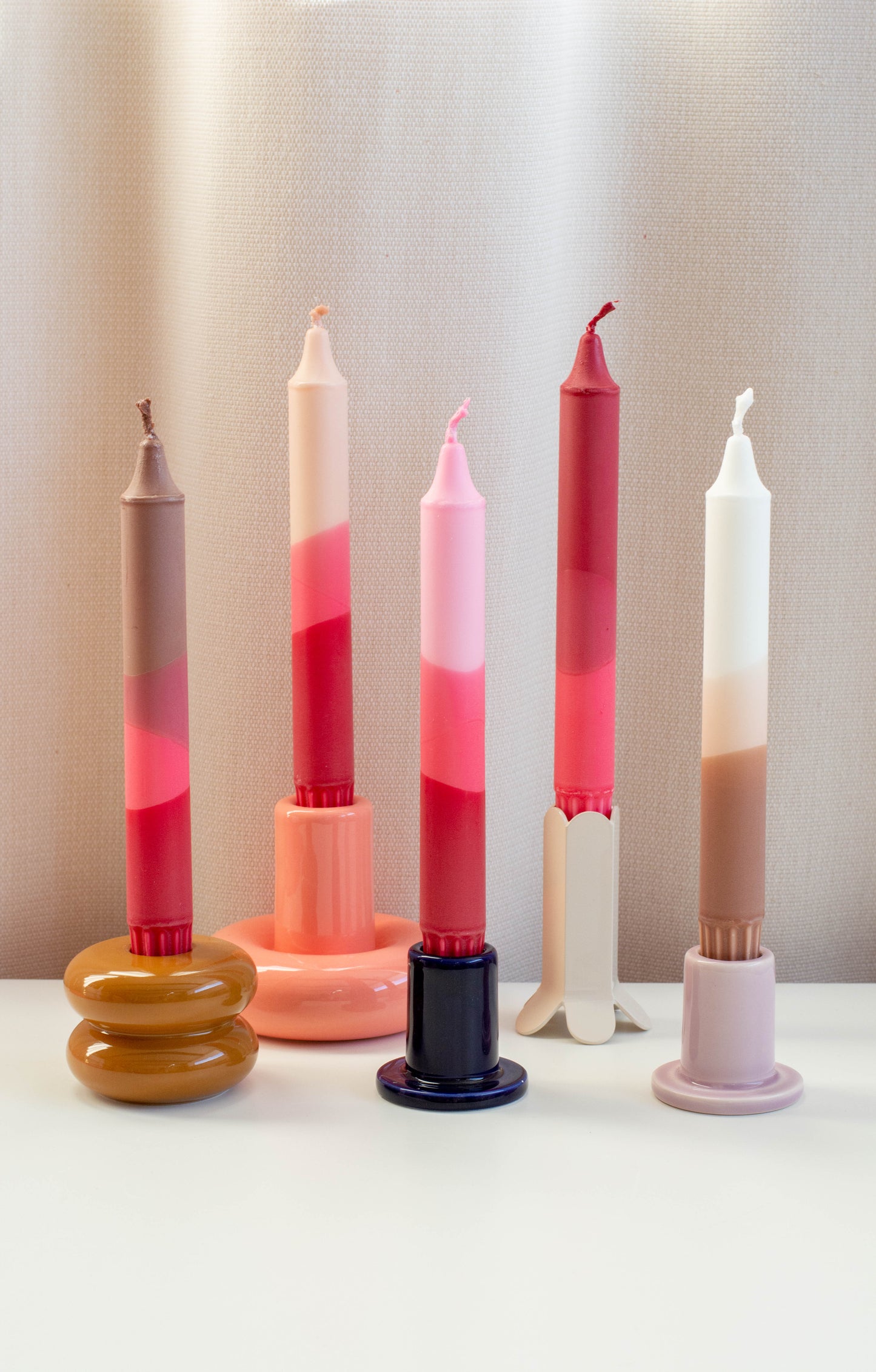 5-pack Taper Candles Nude Pink Ribbon Mix