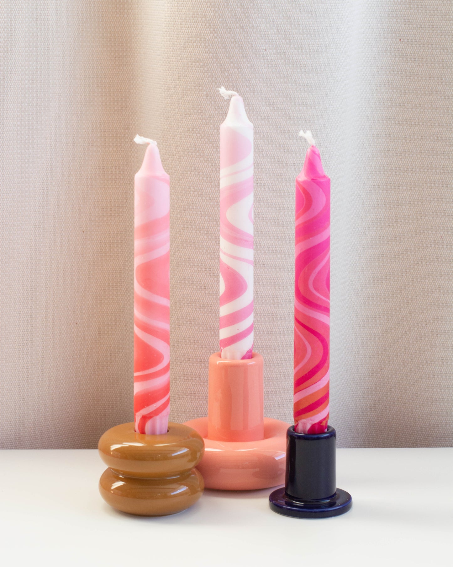 3-pack Taper Candles Valentines Pink Marble