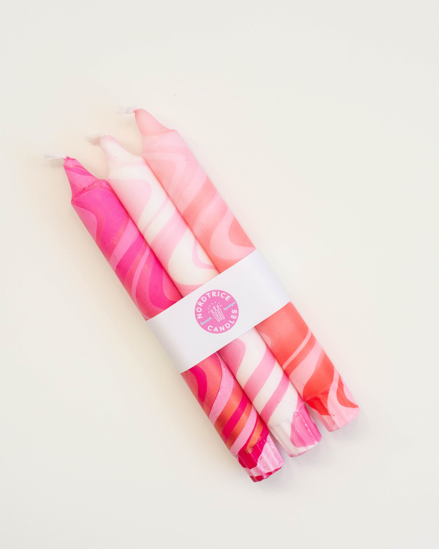 3-pack Taper Candles Valentines Pink Marble