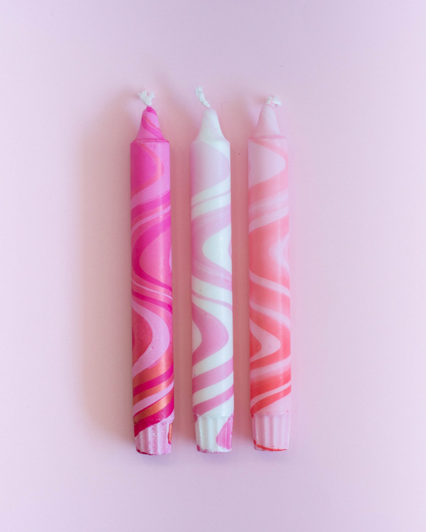 3-pack Taper Candles Valentines Pink Marble