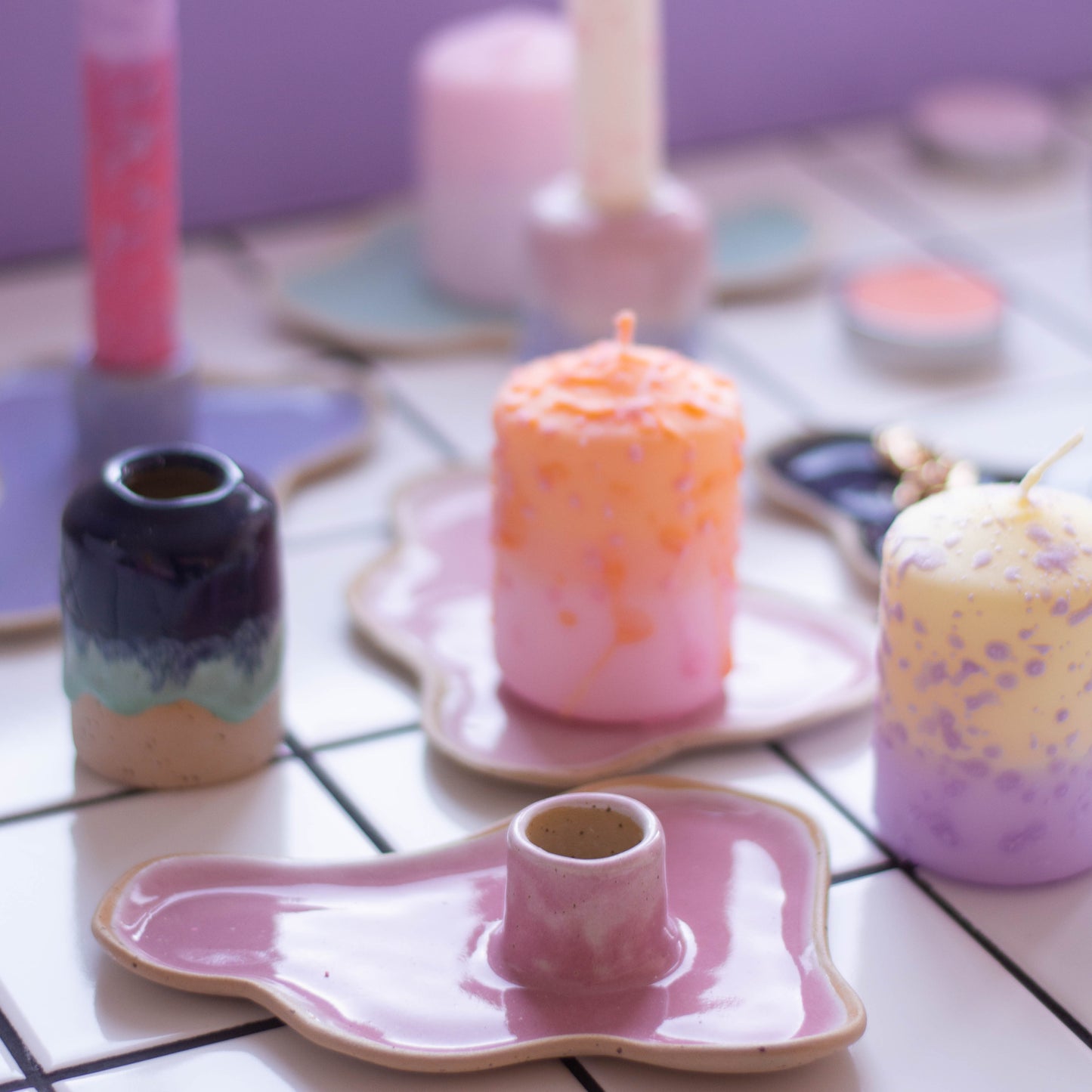 Ceramic Candle Holder Light Pink