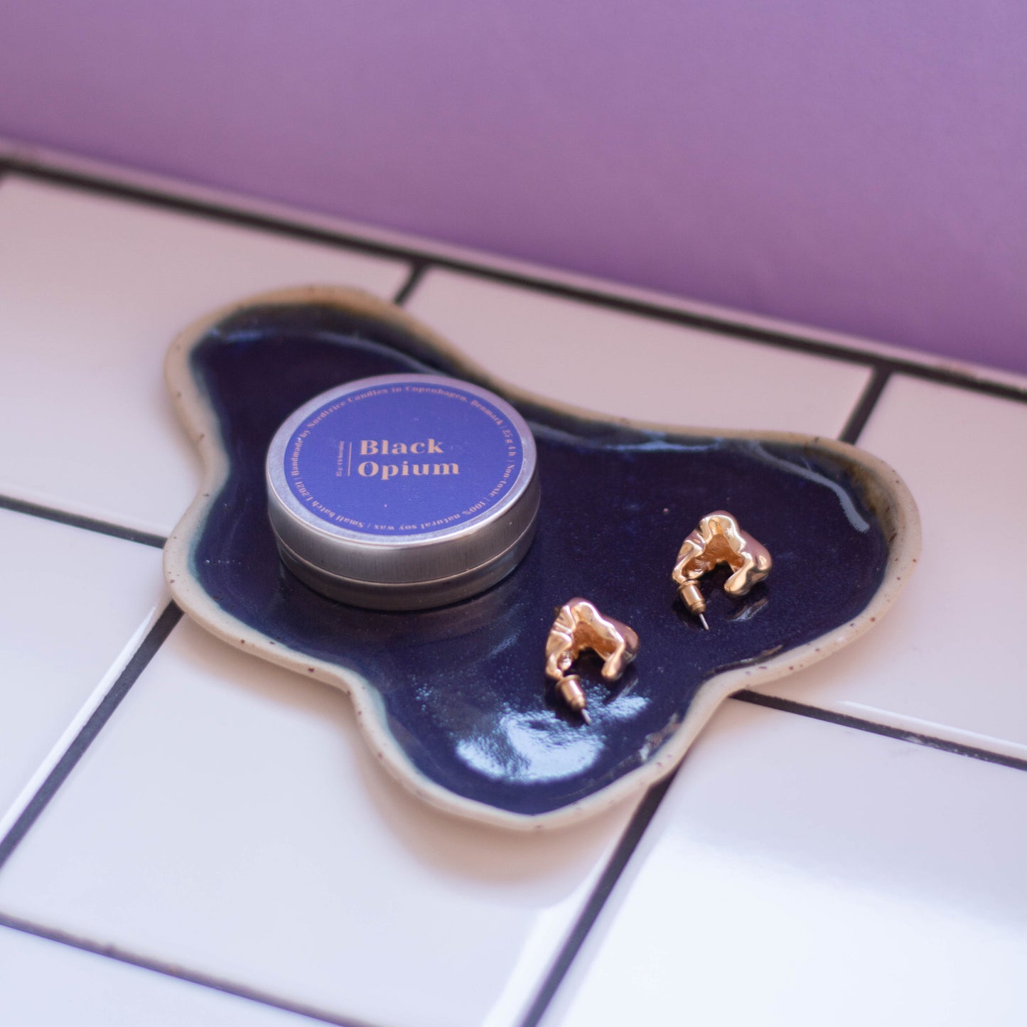 Ceramic Jewellery Holder Dark Blue