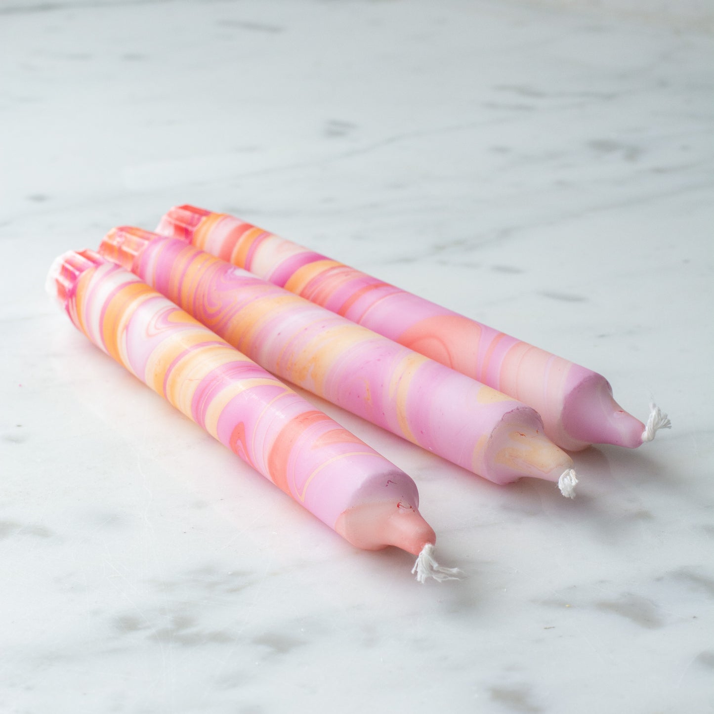 3-pack Taper Candles Marble Red