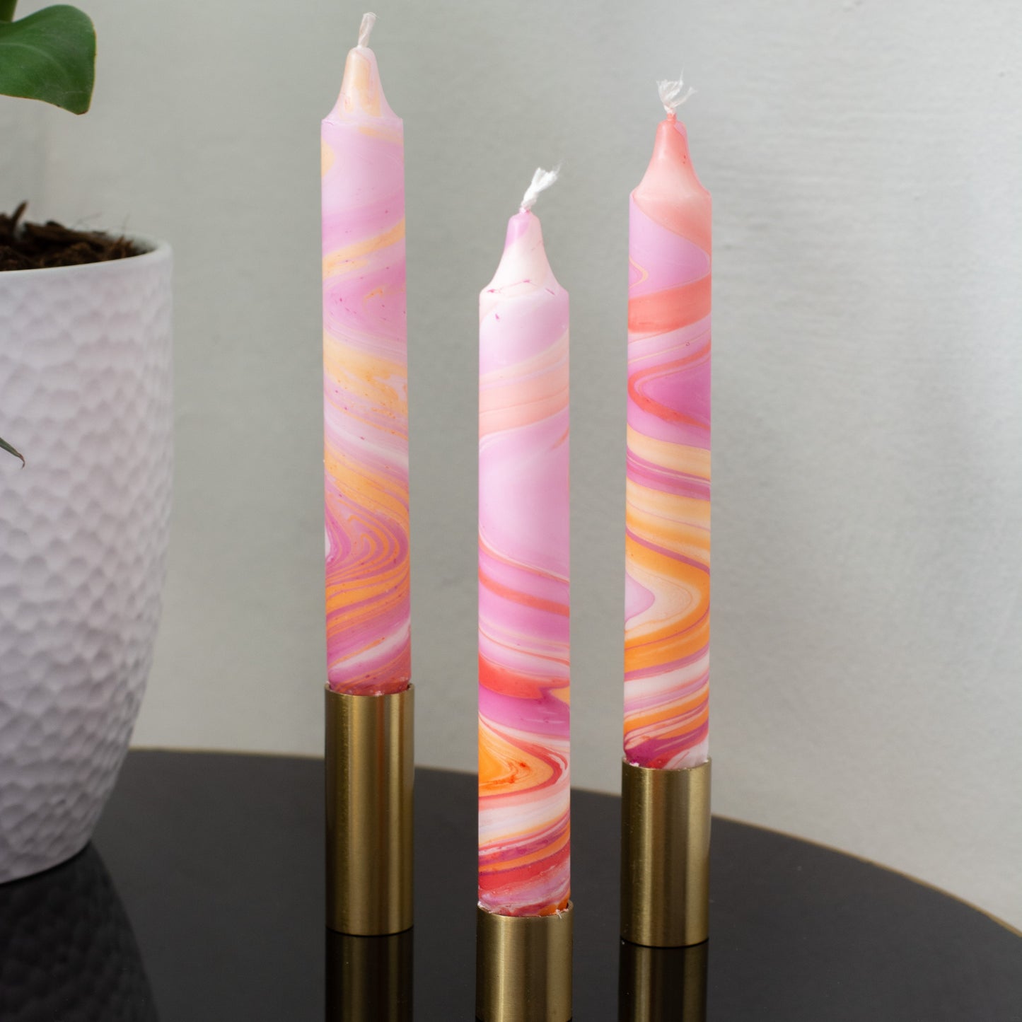 3-pack Taper Candles Marble Red