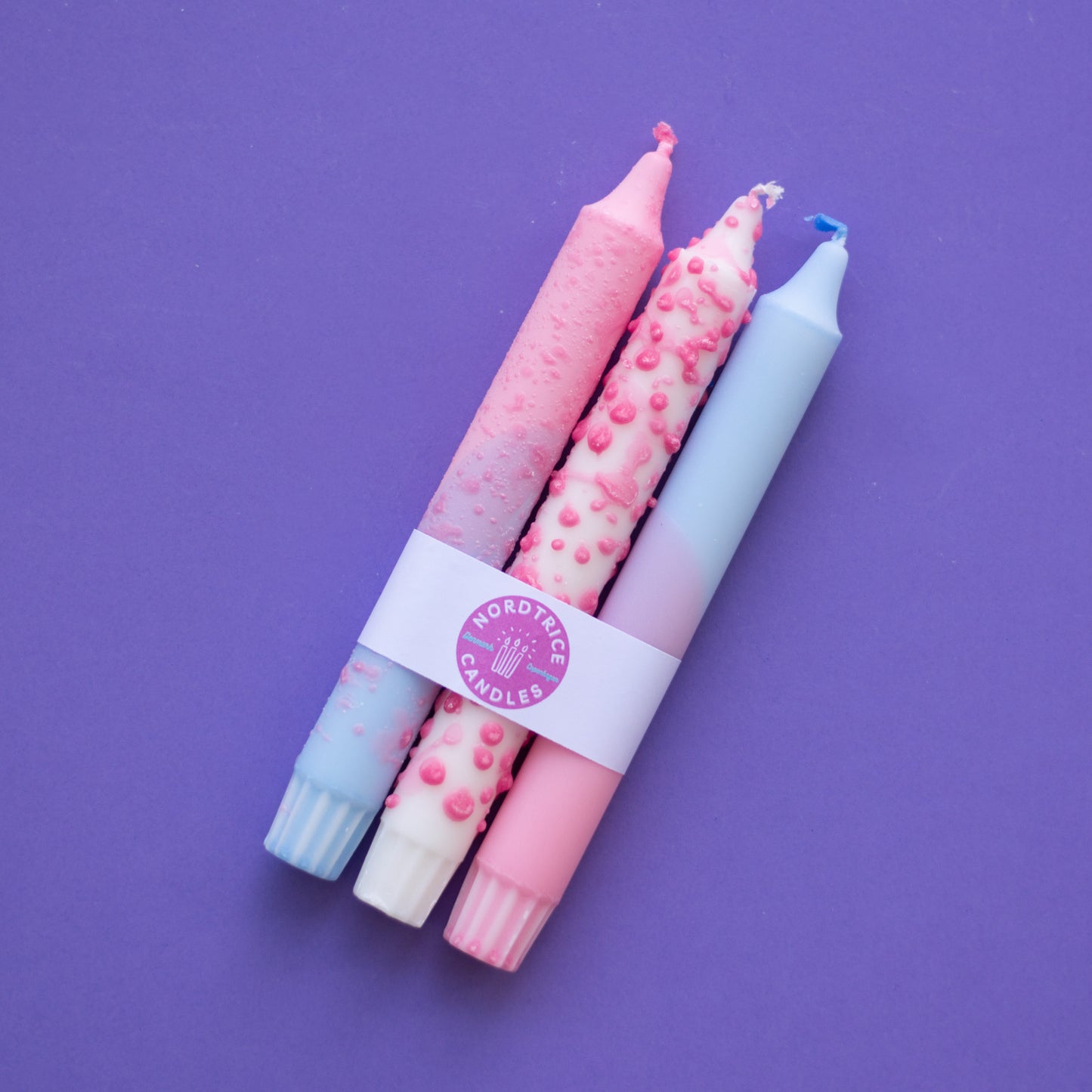 3-pack Taper Candles Fuchsia