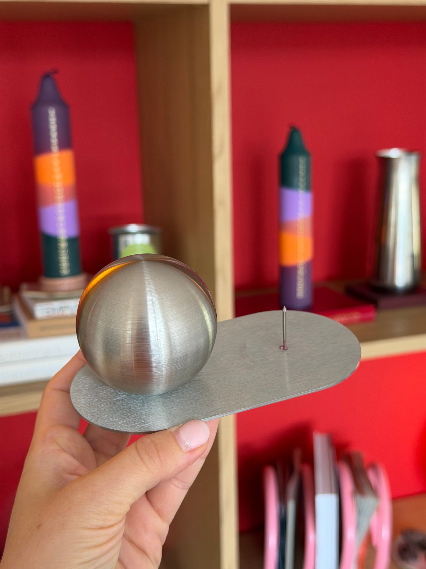 Stainless Steel Candle Holder with a ball