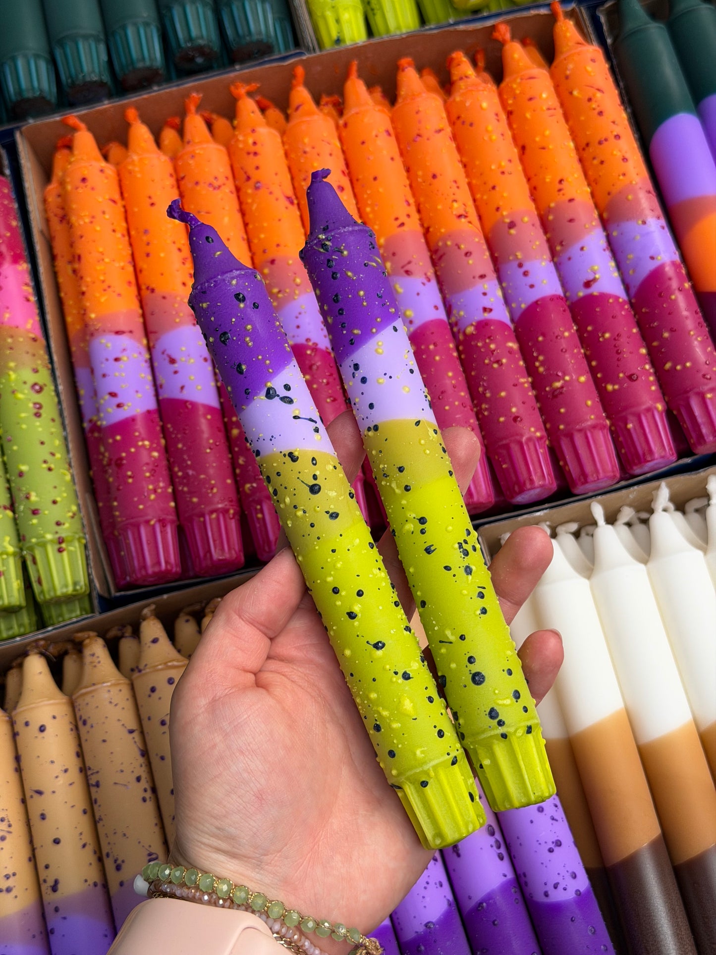 Taper candles - Purple Tulips Confetti