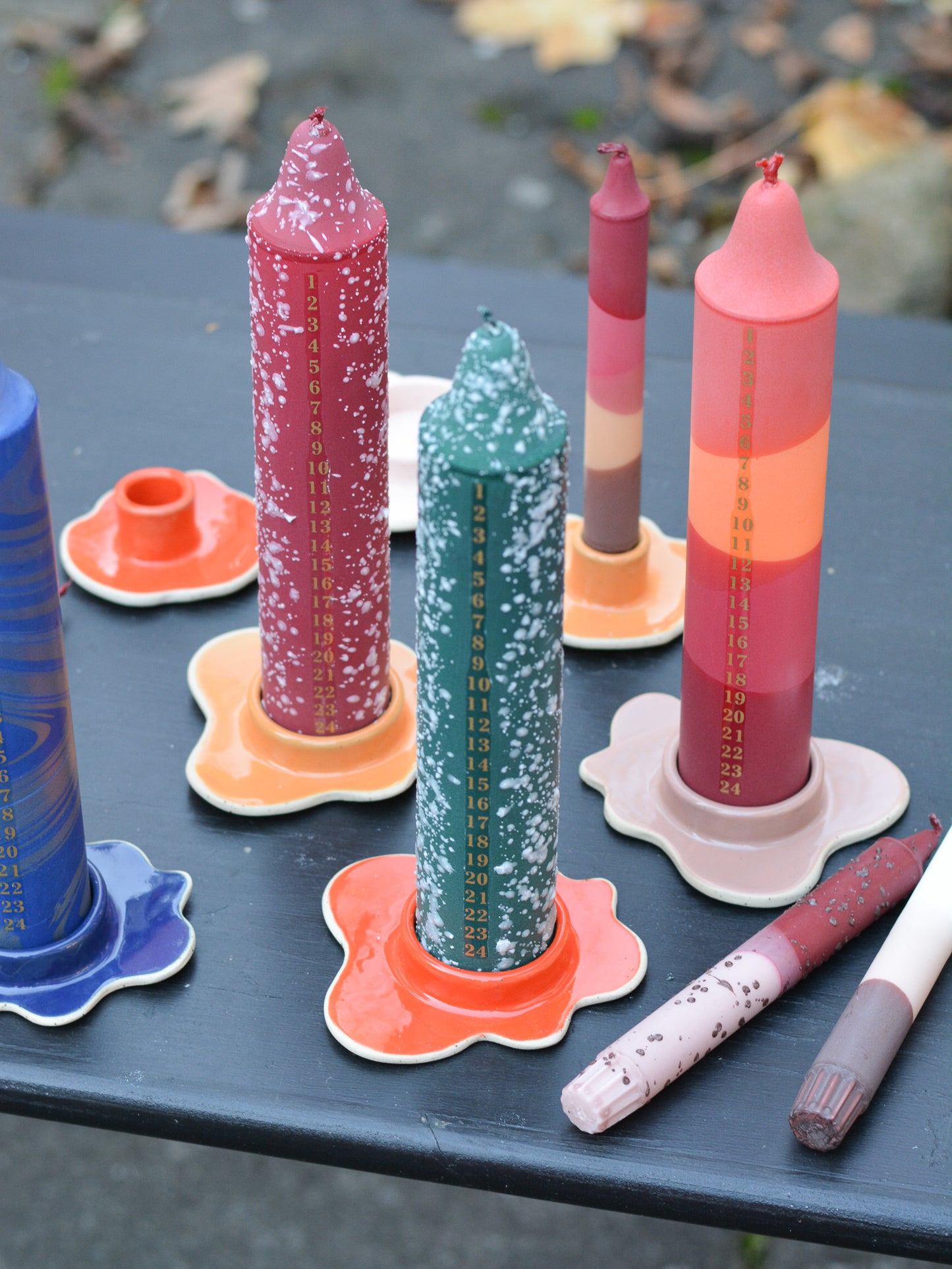 Ceramic Advent Candle Holder Red