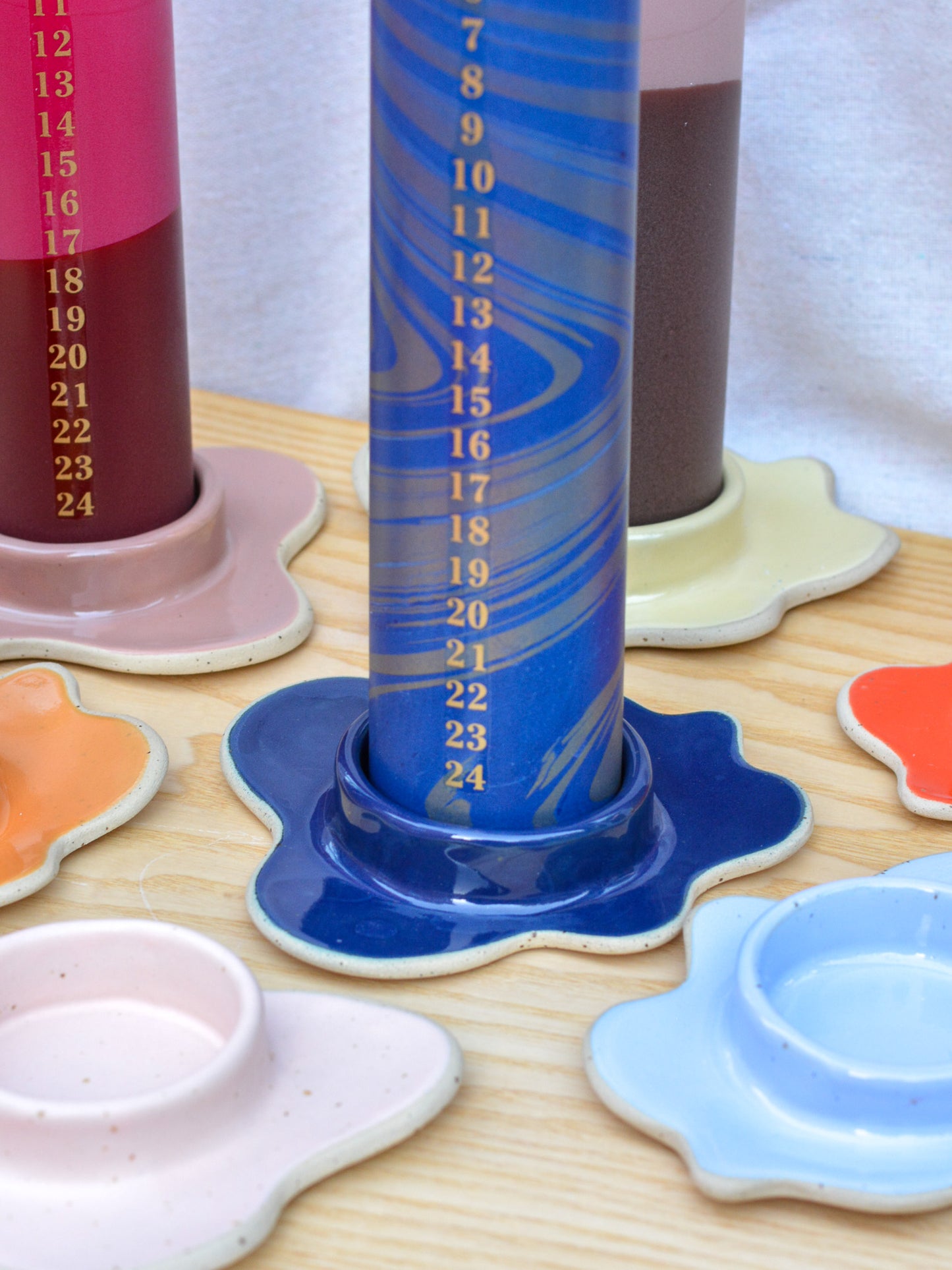 Ceramic Advent Candle Holder Cobalt Blue Small