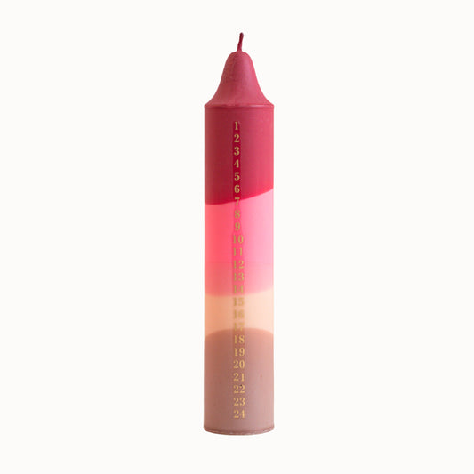 1. Kalenderlys Dark Red Top / Pink / Beige