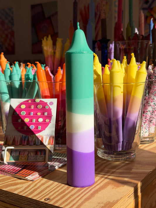 Block Candle, Lavender Matcha Design